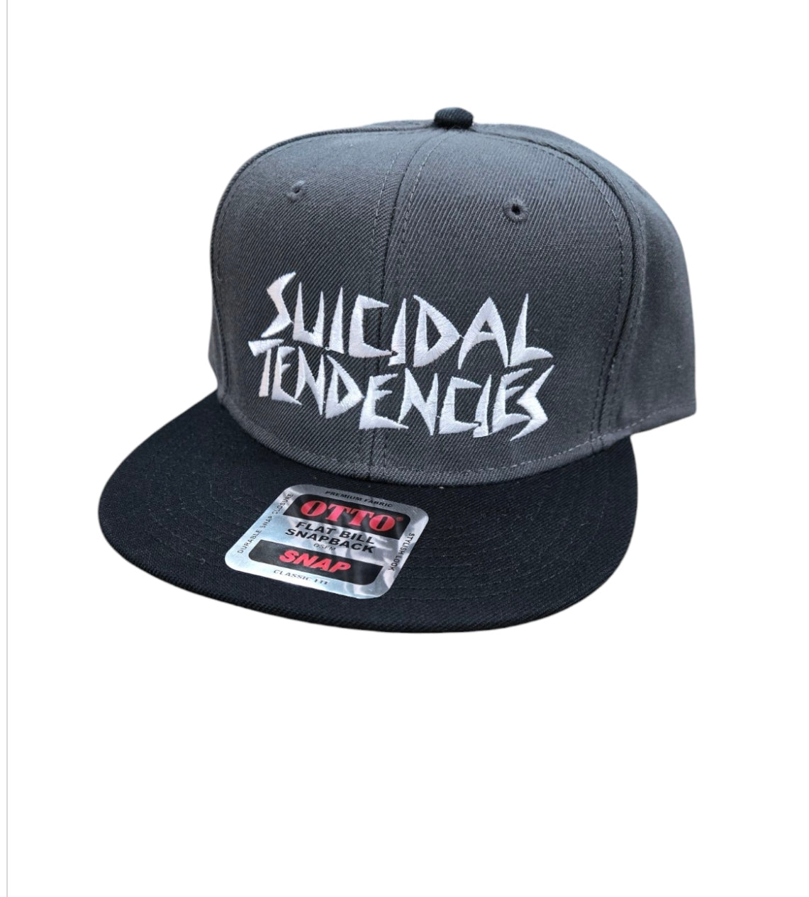 Suicidal Tendencies Full Canvas Embroidered Snapback Hat - Grey with Black Bill | Punk Skate Style Baseball Cap for Men & Women | Perfect for Concerts, Skateboarding & Streetwear Fashion