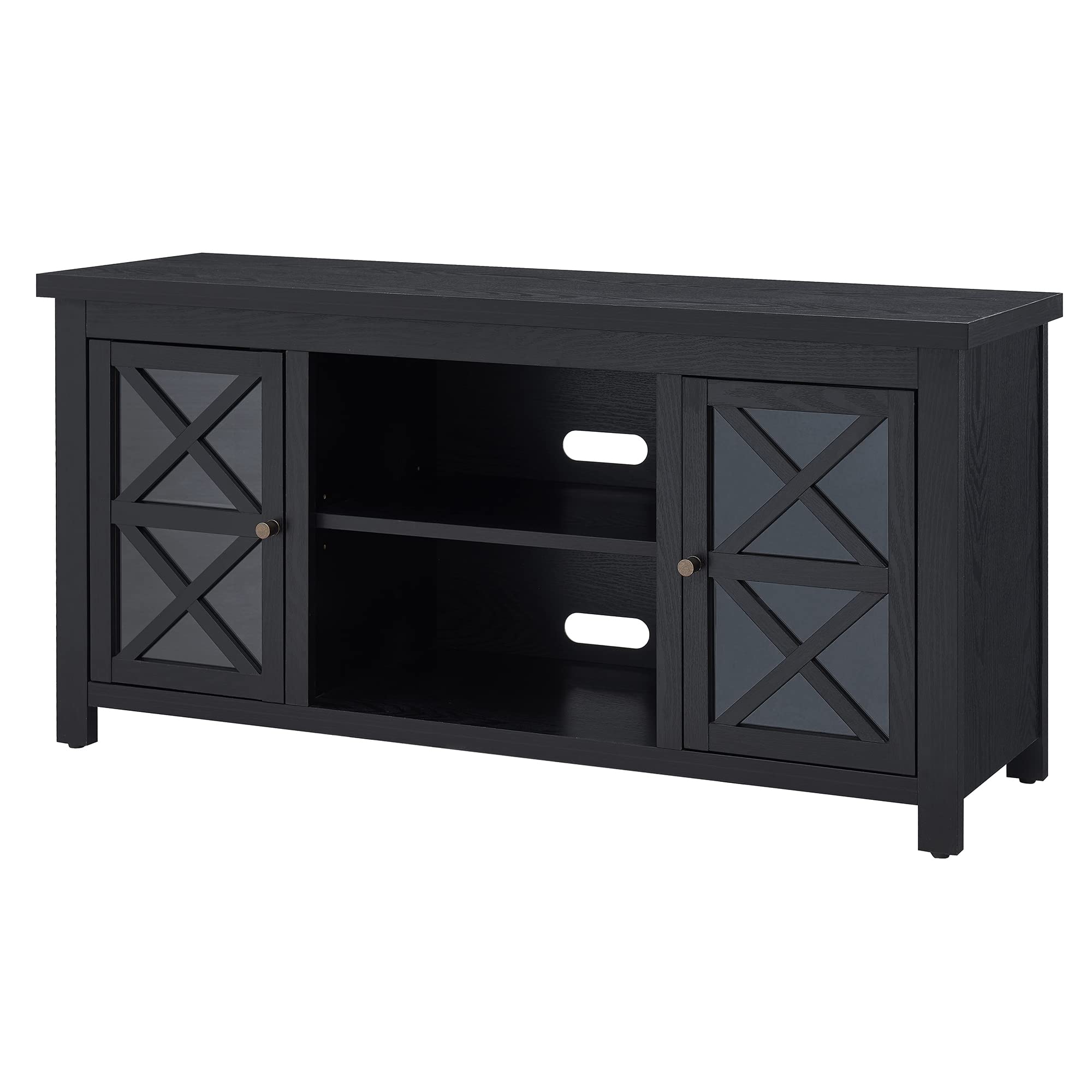 Henn&Hart 55 Inch TV Stand with Storage, Black Entertainment Center for Living Room - Perfect for Flat Screen TVs, Gaming Consoles & Home Theater Setup