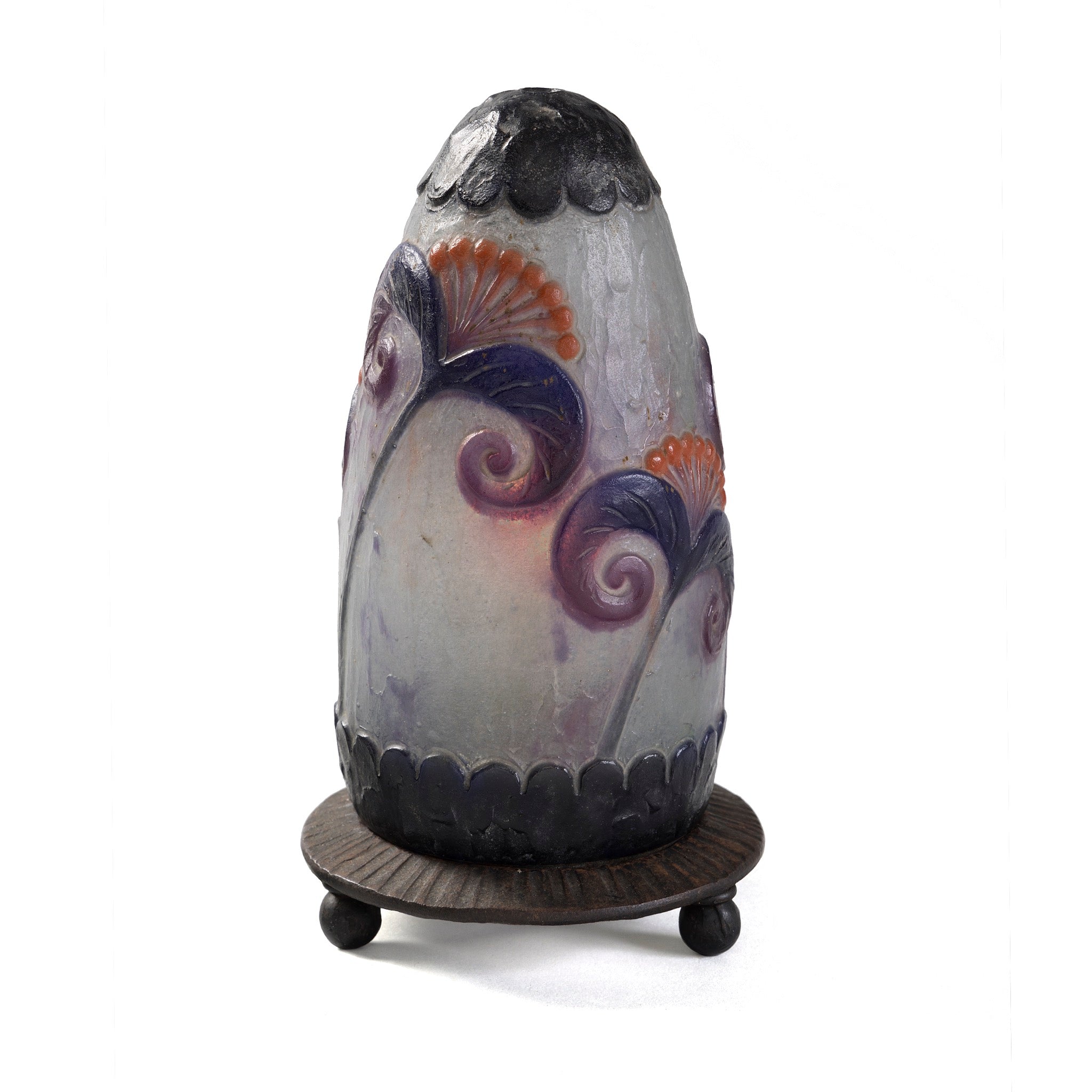 Gabriel Argy Rousseau Pâte de Verre Papyrus Night Light - Handmade Glass Table Lamp for Bedroom, Nursery & Home Decor - Perfect Night Light for Kids Room, Reading Corner & Cozy Ambiance