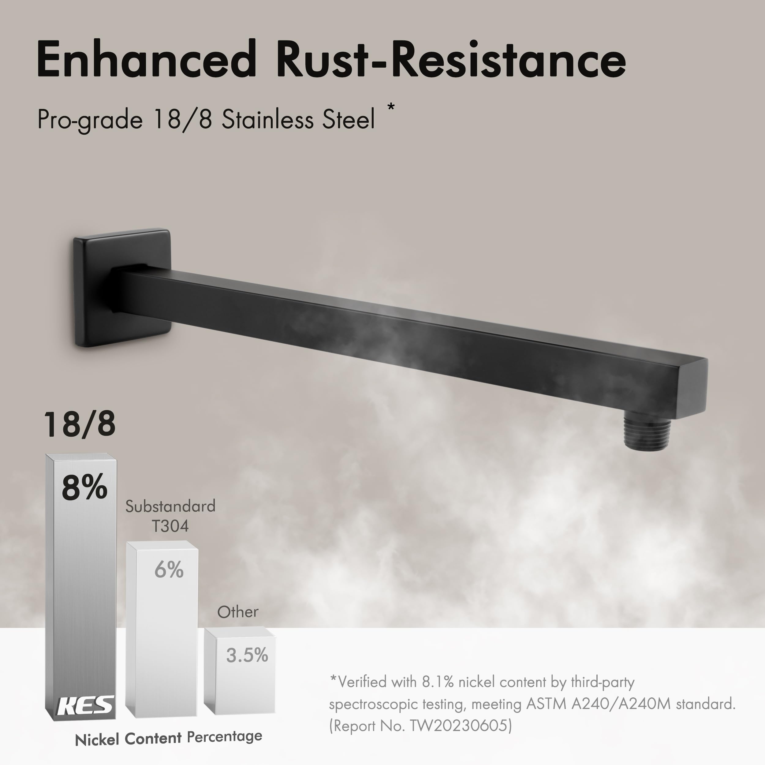 KES Matte Black Square Rainfall Shower Head System - High Pressure All Metal Shower Faucet with Rough-in Valve Body & Trim (XB6210-BK) - Perfect for Luxurious Bathroom Upgrades and Spa-Like Shower Experience
