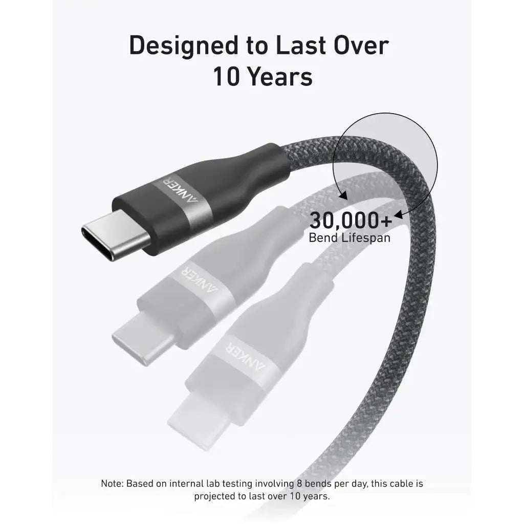 Anker 240W USB C to USB C Fast Charging Cable - 6ft Braided Nylon, Power Delivery for MacBook Pro, iPad Pro, Galaxy S23 - Perfect for Travel, Office & Home Charging