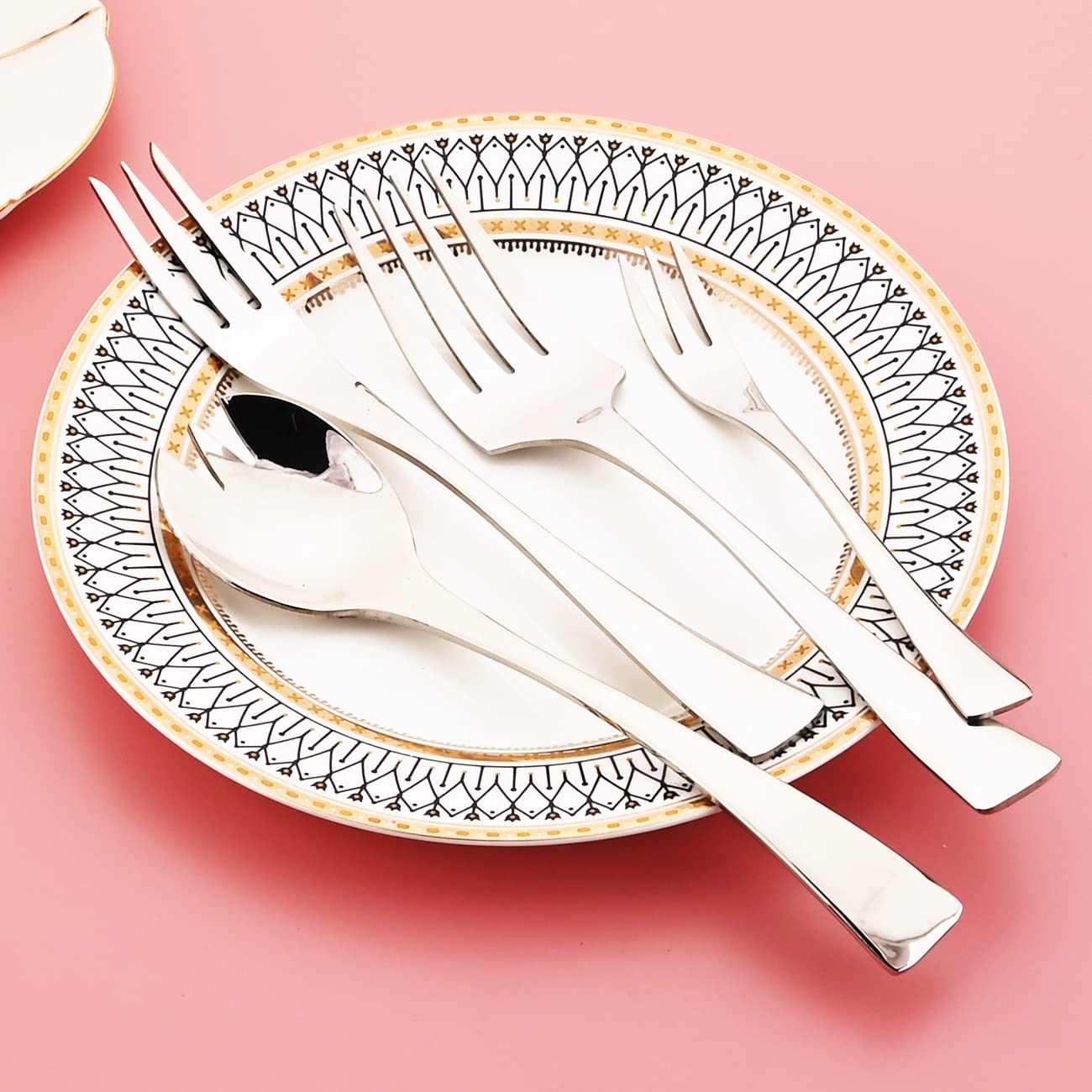 Gugrida 4-Piece SUS 304 Stainless Steel Two-Prong Forks Set - Silver Dessert Forks for Fruit, Cake, Appetizers, Cheese & Charcuterie Boards - Perfect for Parties, Weddings & Elegant Dining