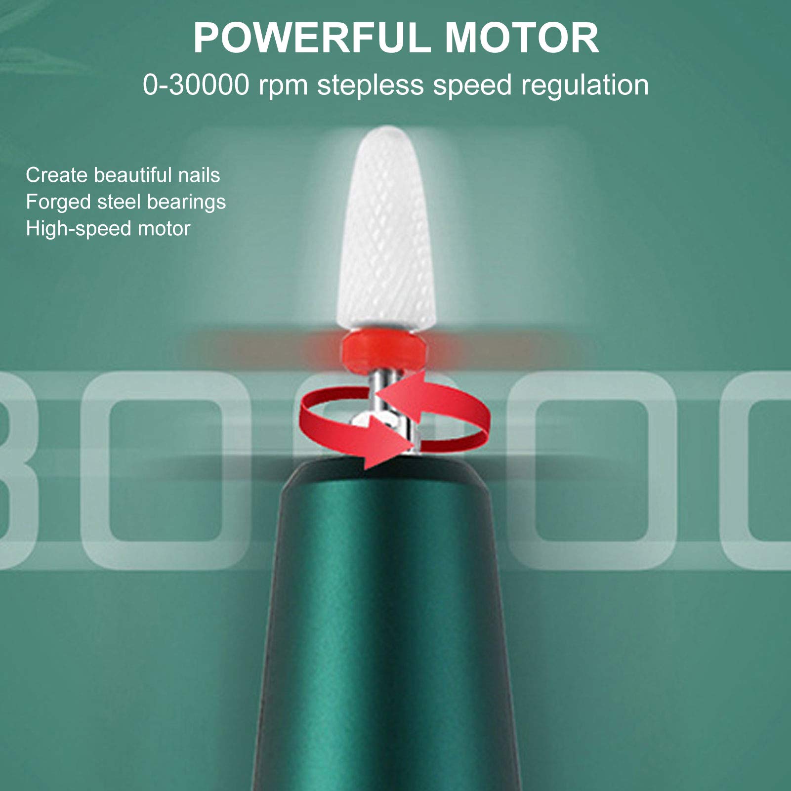 Electric Nail Drill Polisher - USB Portable Manicure Pen for Quick Nail Polish Removal, Professional Nail Shaping & Polishing Tool (Olive Green) - Perfect for Home Nail Care & Salon Professional Use