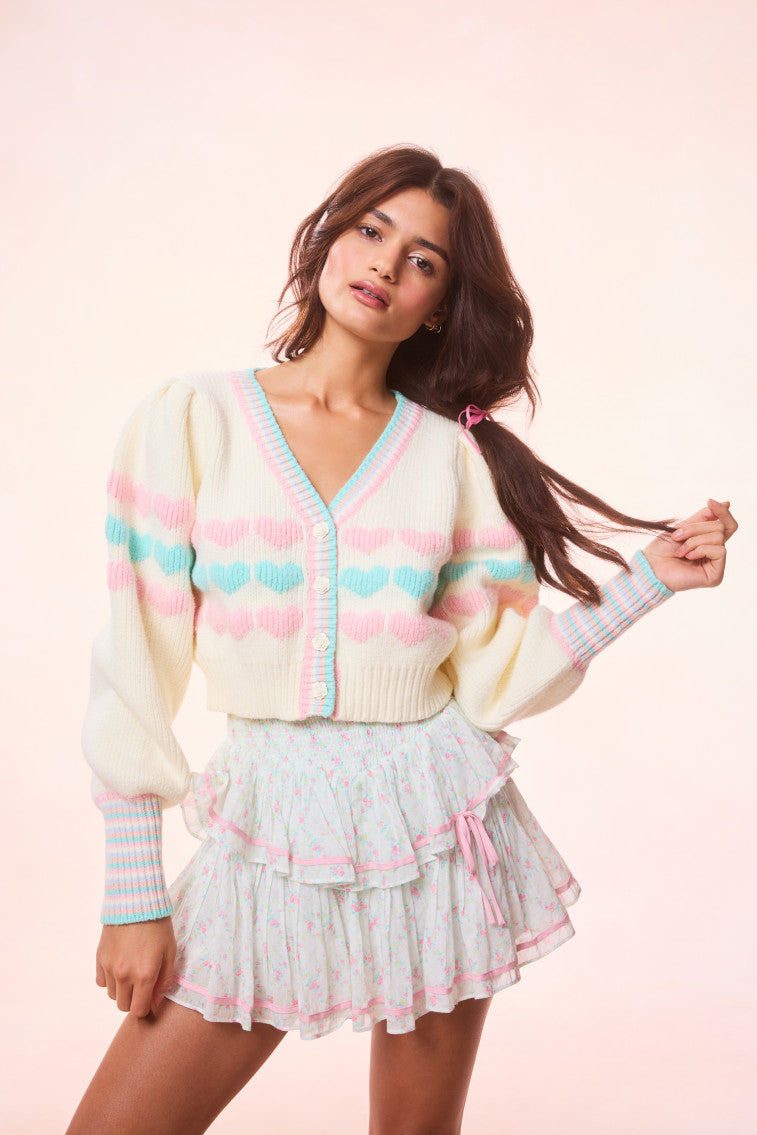 Buena Re Edition Heart Knit Cardigan - Women's Vintage Style Open Front Sweater for Fall & Winter | Cozy Layering for Casual Outfits, Date Nights & Office Wear