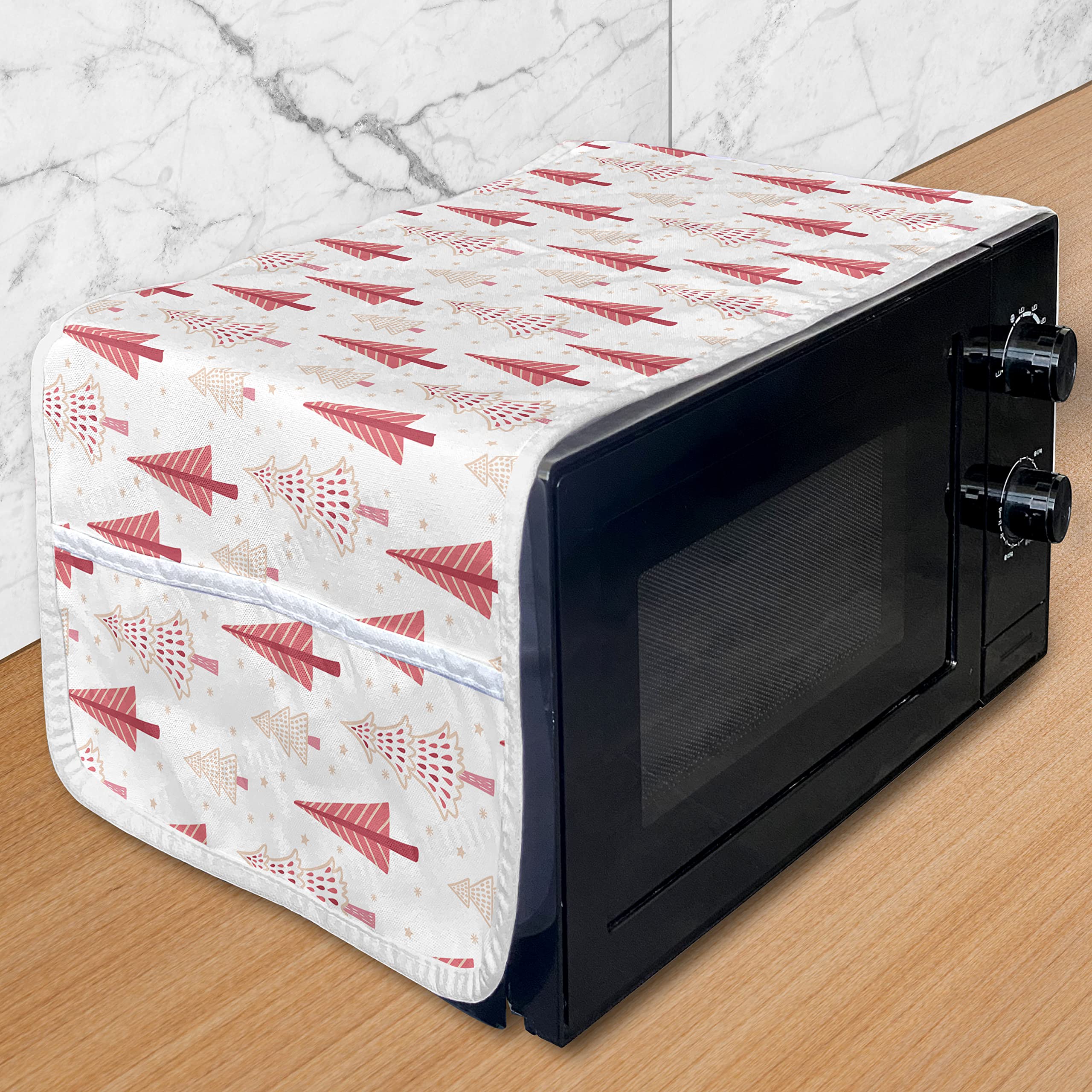 Ambesonne Christmas Microwave Cover - Waterproof Kitchen Organizer with Pockets, 36