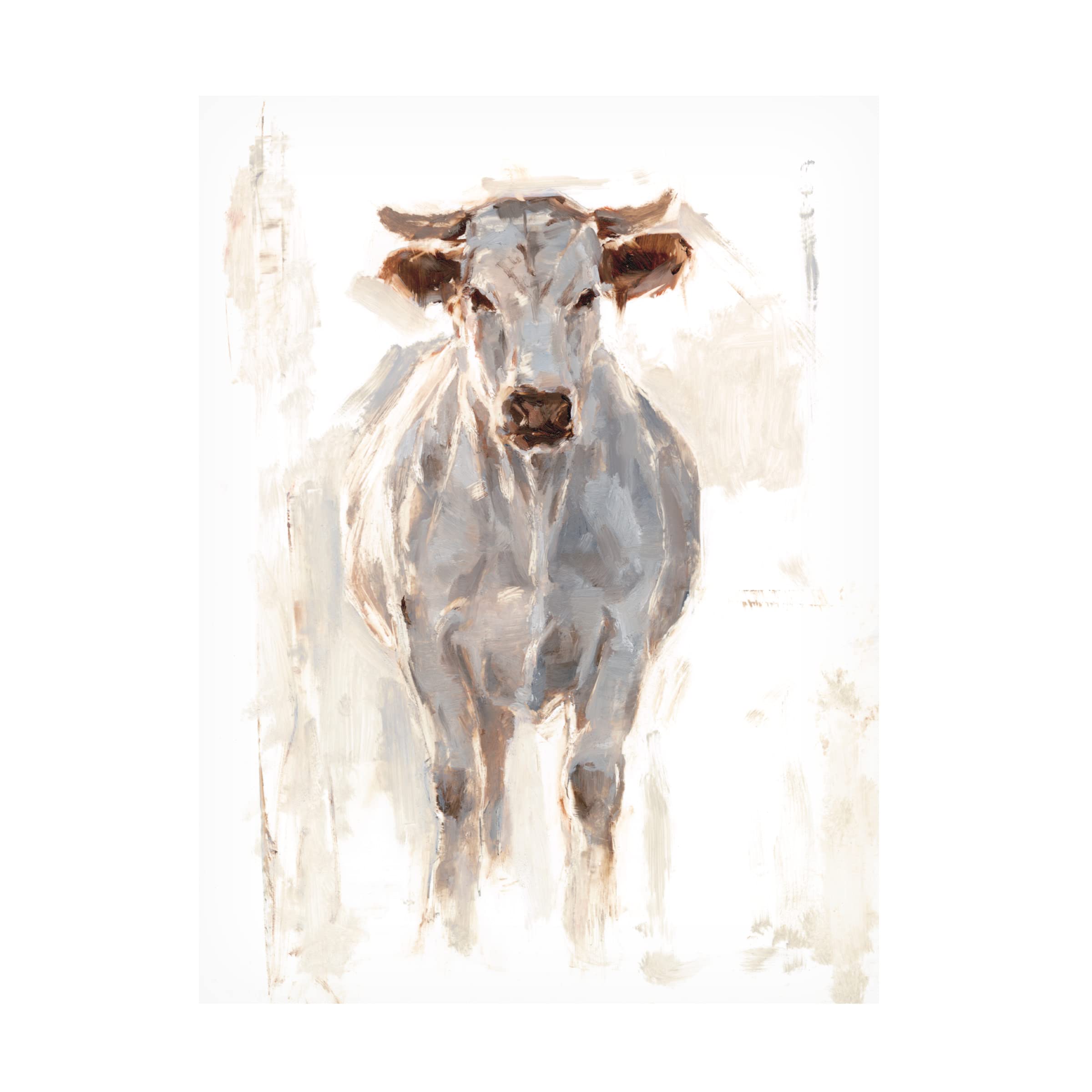 Ethan Harper 'Sunlit Cows I' Canvas Wall Art Print - Farmhouse Animal Painting for Living Room, Bedroom & Office Decor
