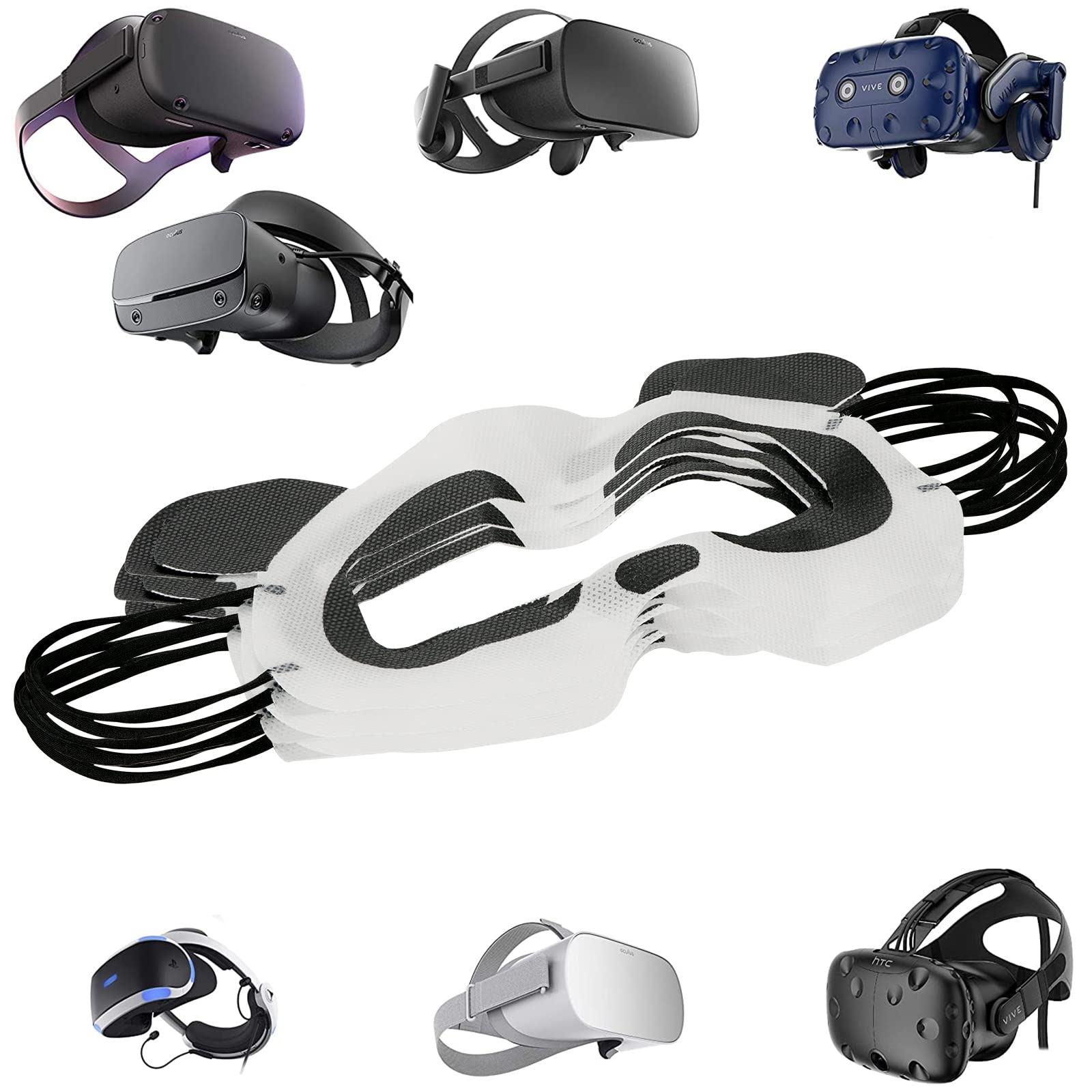Geekria 50 Pack Disposable VR Headset Mask Covers - Universal Hygienic VR Eye Protection for Oculus Quest 2, Meta Quest Pro, HTC Vive, PSVR - Panda Cartoon Design for VR Arcades, Gaming Lounges & Home Use