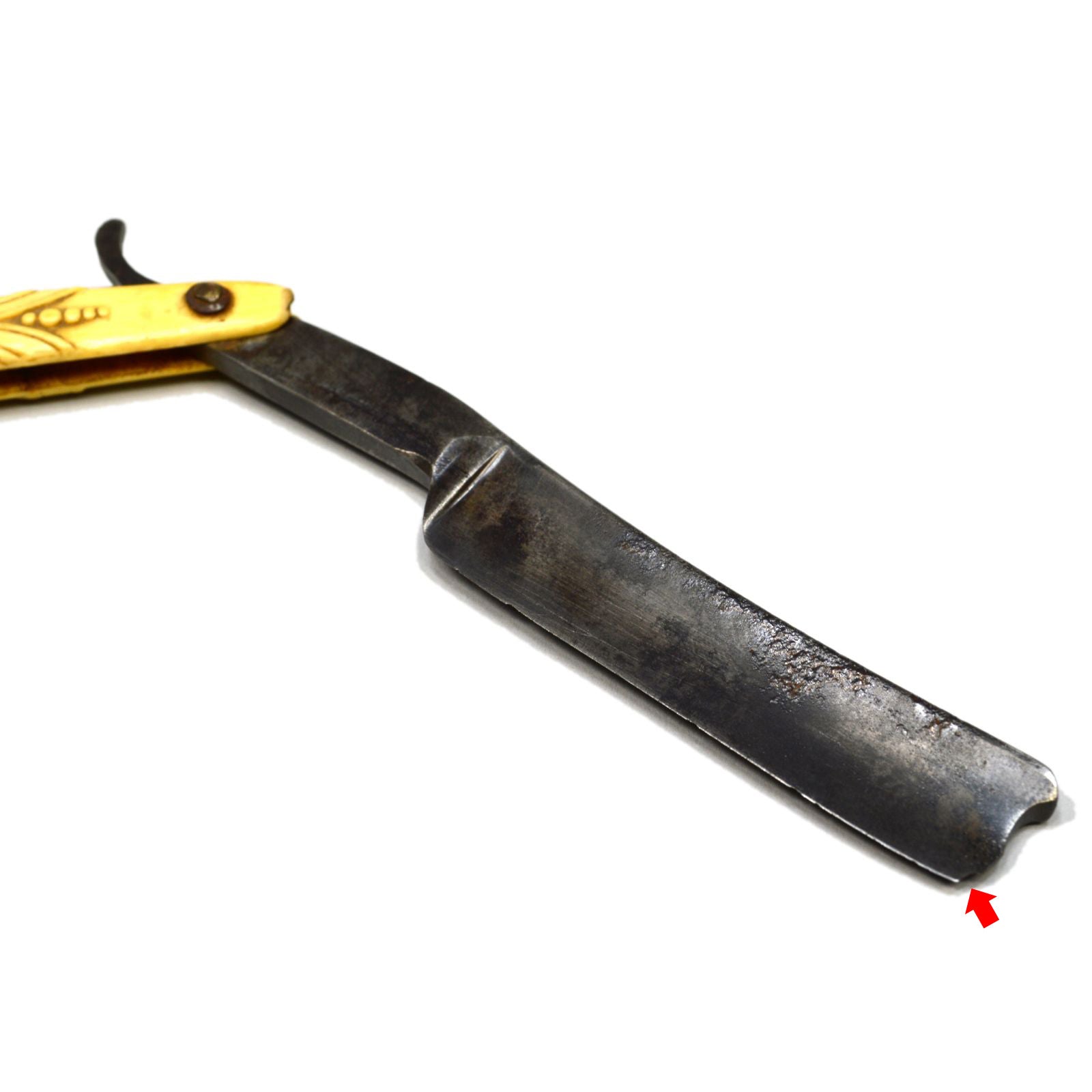 Vintage WADE & BUTCHER Straight Razor with Ornate Carved Bone Scales - Sheffield Steel Shaving Knife - Rare Collectible Barber Tool for Classic Wet Shaving & Grooming