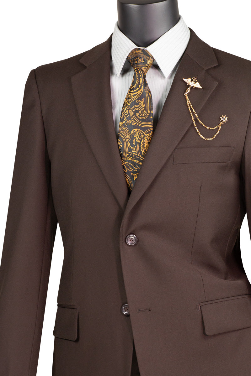 2 Piece Suit with 2-Inch Adjustable Waistband for Women - Brown (F 2C900) | Business Formal Attire & Office Wear