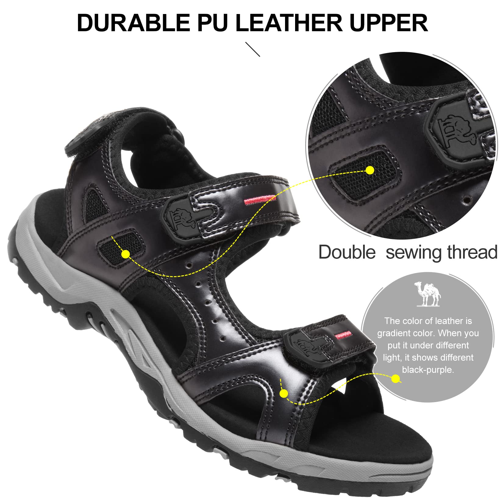 CAMEL CROWN Women's Hiking Sandals - Waterproof Sport Sandals with Arch Support for Walking, Beach & Outdoor Activities | Comfortable & Durable for Travel, Camping & Summer Adventures