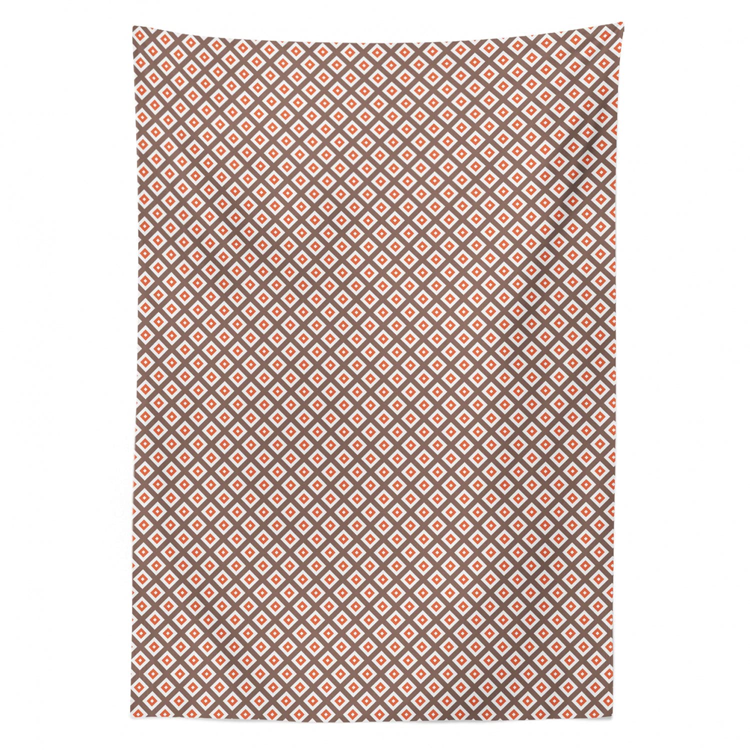 Ambesonne Chocolate Brown Tablecloth - Geometric Pattern with Diagonal Nested Squares Design, 60x84 Inch Rectangle Satin Dining Table Cover for Kitchen & Dining Room Decor - Perfect for Dinner Parties, Holiday Gatherings & Home Decor Accent