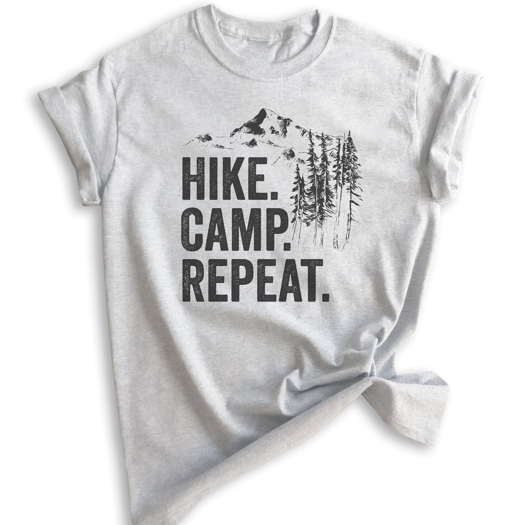Hike Camp Repeat T-Shirt - Unisex Hiking & Camping Shirt for Men & Women - Perfect for Outdoor Adventures, Trail Hiking, and Camping Trips
