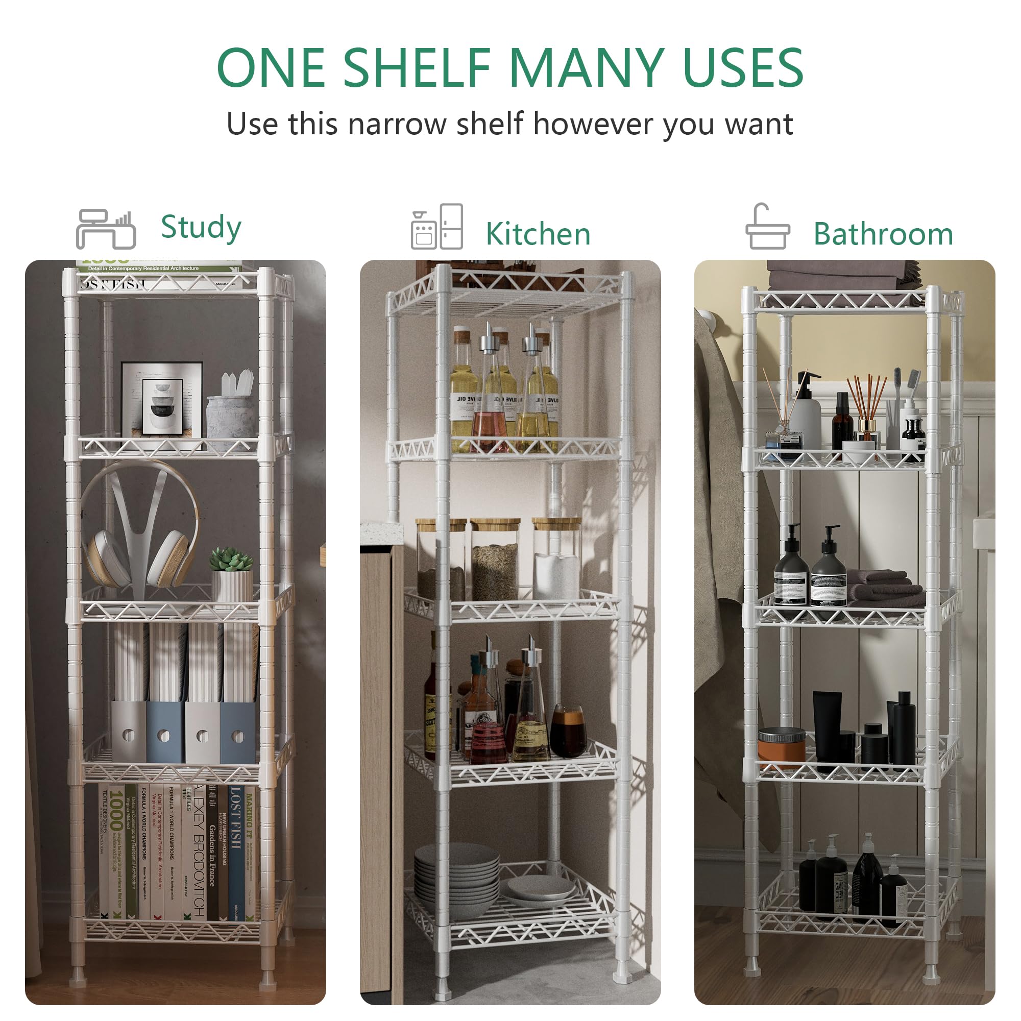 5-Tier Adjustable Metal Wire Shelf Rack - 11.8