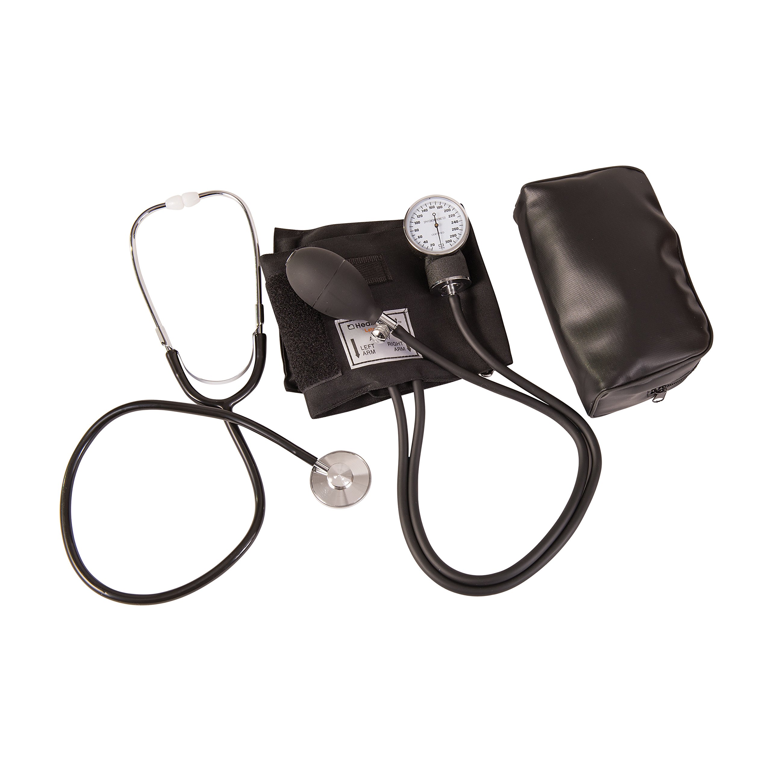 MABIS Professional Aneroid Sphygmomanometer - Accurate Blood Pressure Monitor with Stethoscope, Adjustable Adult Cuff & Portable Carrying Case (Black) - Ideal for Home Use, Clinics, and Medical Professionals