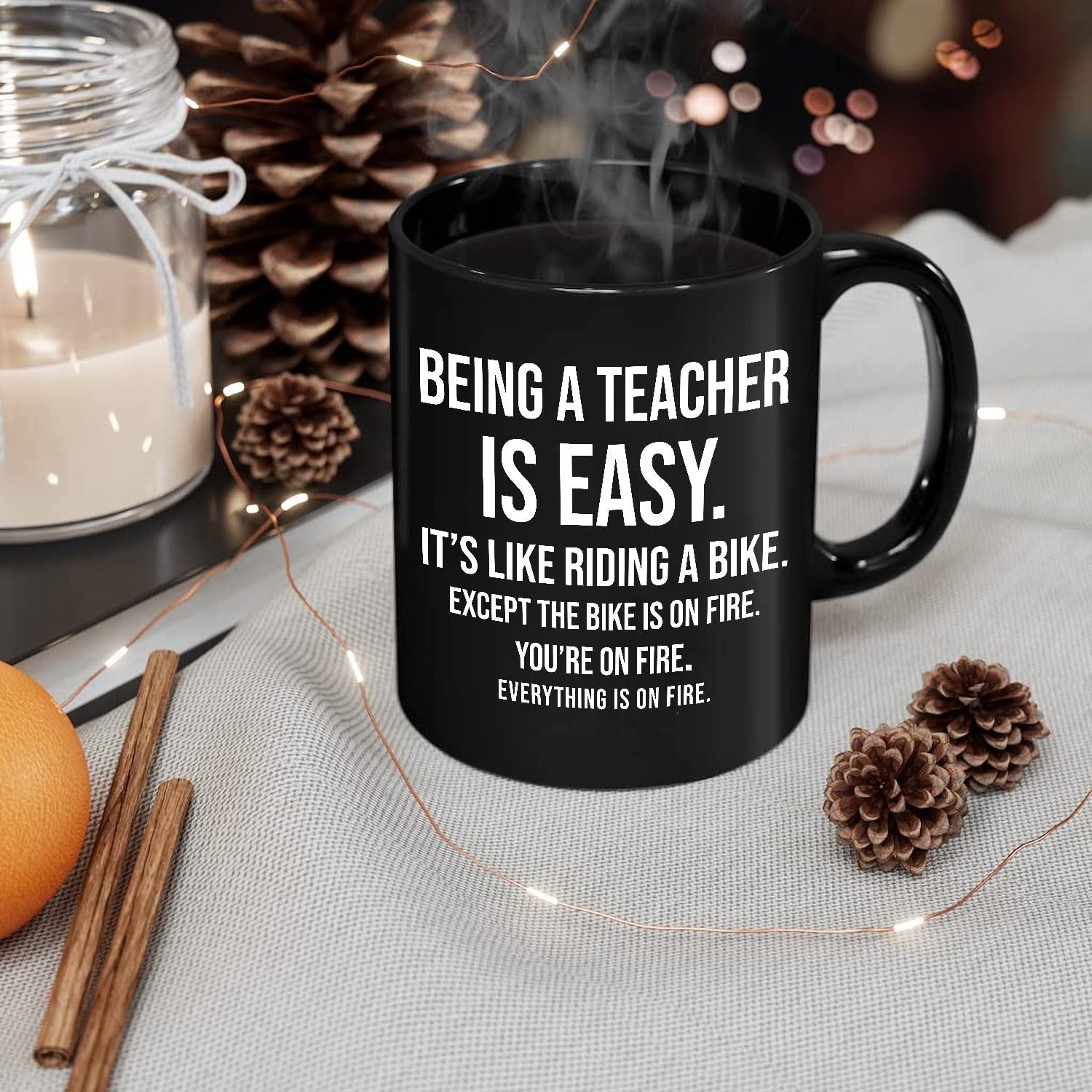 Funny Teacher Coffee Mug - 11oz or 15oz Ceramic Cup with 'Being A Teacher Is Easy' Sarcastic Design - Perfect Teacher Appreciation Gift, Back to School Present & Humorous Office Desk Accessory for Educators