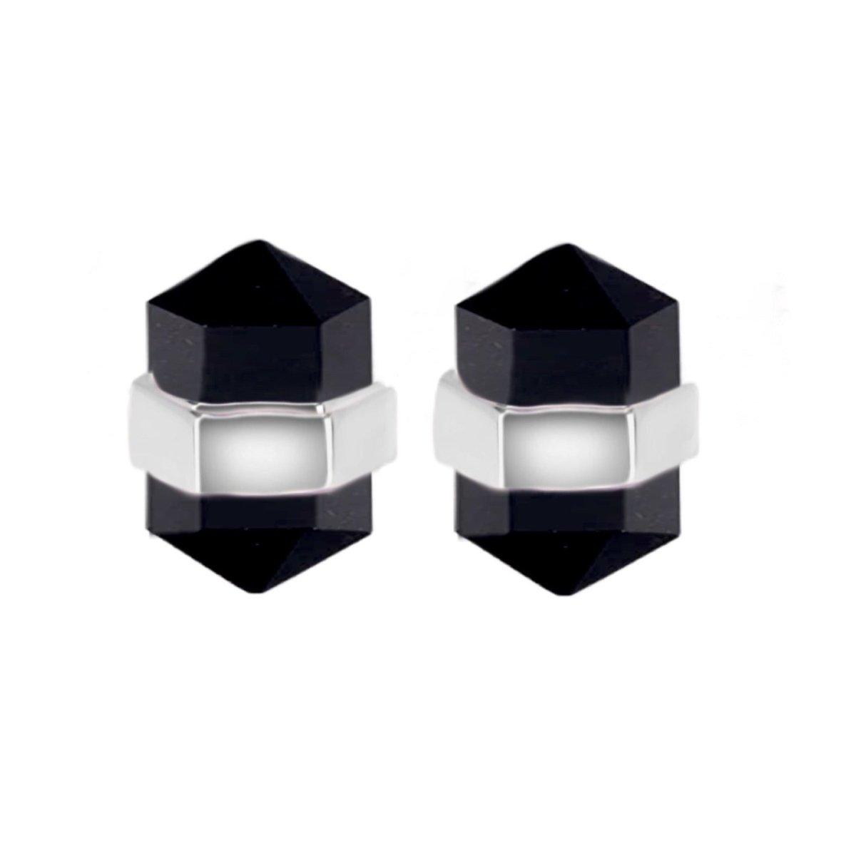 Laihas Crystal Kindness Onyx Stud Earrings for Women - Elegant Black Stone Jewelry for Daily Wear & Special Occasions