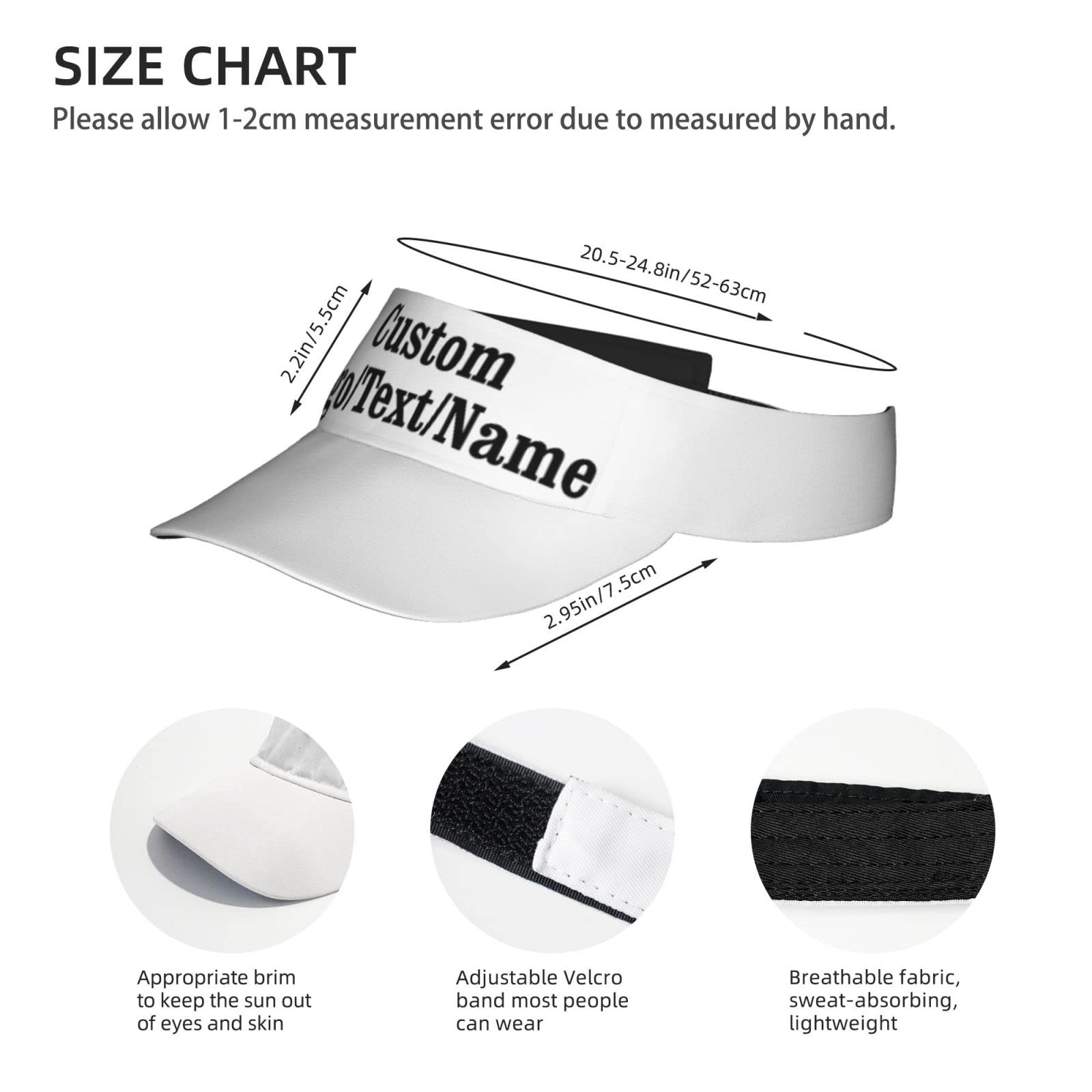 Custom Unisex Sport Sun Visor Hat with Personalized Logo/Text - Breathable UV Protection for Men & Women - Perfect for Running, Golf, Tennis & Outdoor Activities