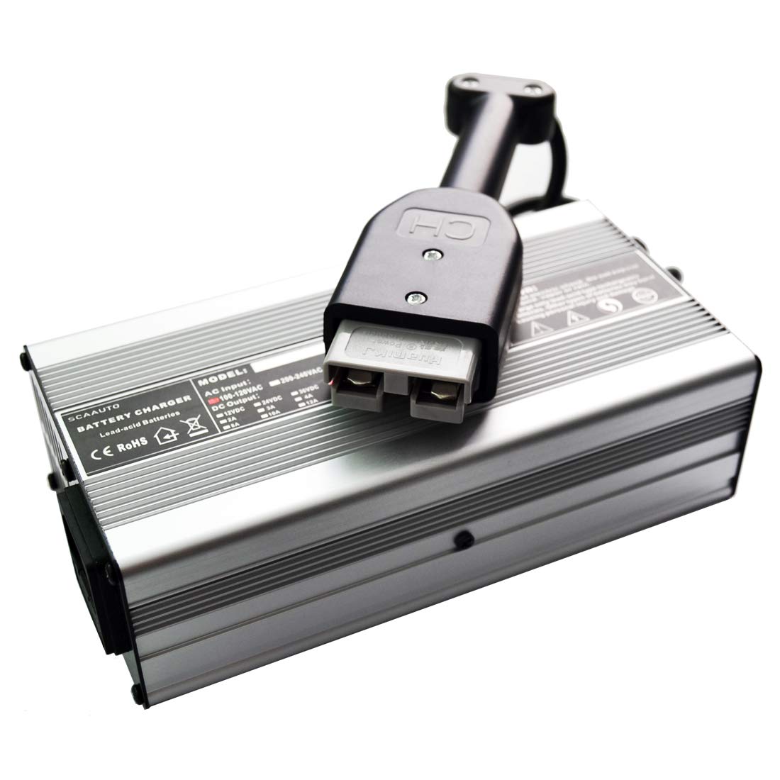 48V 5A Golf Cart Battery Charger for Trojan Batteries - Lightweight & Slim Design with Anderson SB50 Connector & Handle - Compatible with Yamaha, Club Car, EZGO, Marathon Golf Carts (Silver) - Perfect for Home, Golf Course & RV Use