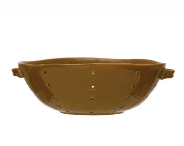 Premium Stoneware Colander with Sturdy Handles - Durable Pasta Strainer & Vegetable Washer for Kitchen, Cooking & Healthy Meal Prep