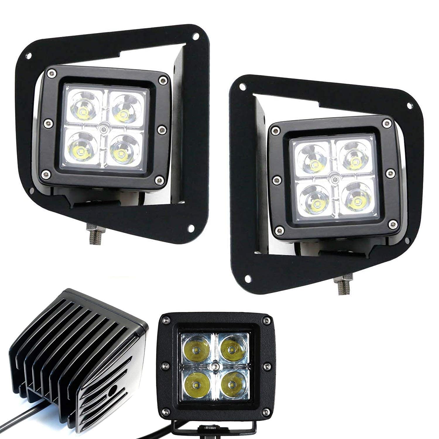 iJDMTOY Amber LED Pod Light Fog Lamp Kit for 2014-2021 Toyota Tundra - 2x 20W High Power LED Cubes with Foglight Bezel Covers, Mounting Brackets & Wiring Harness - Perfect for Off-Roading, Foggy Conditions & Night Driving