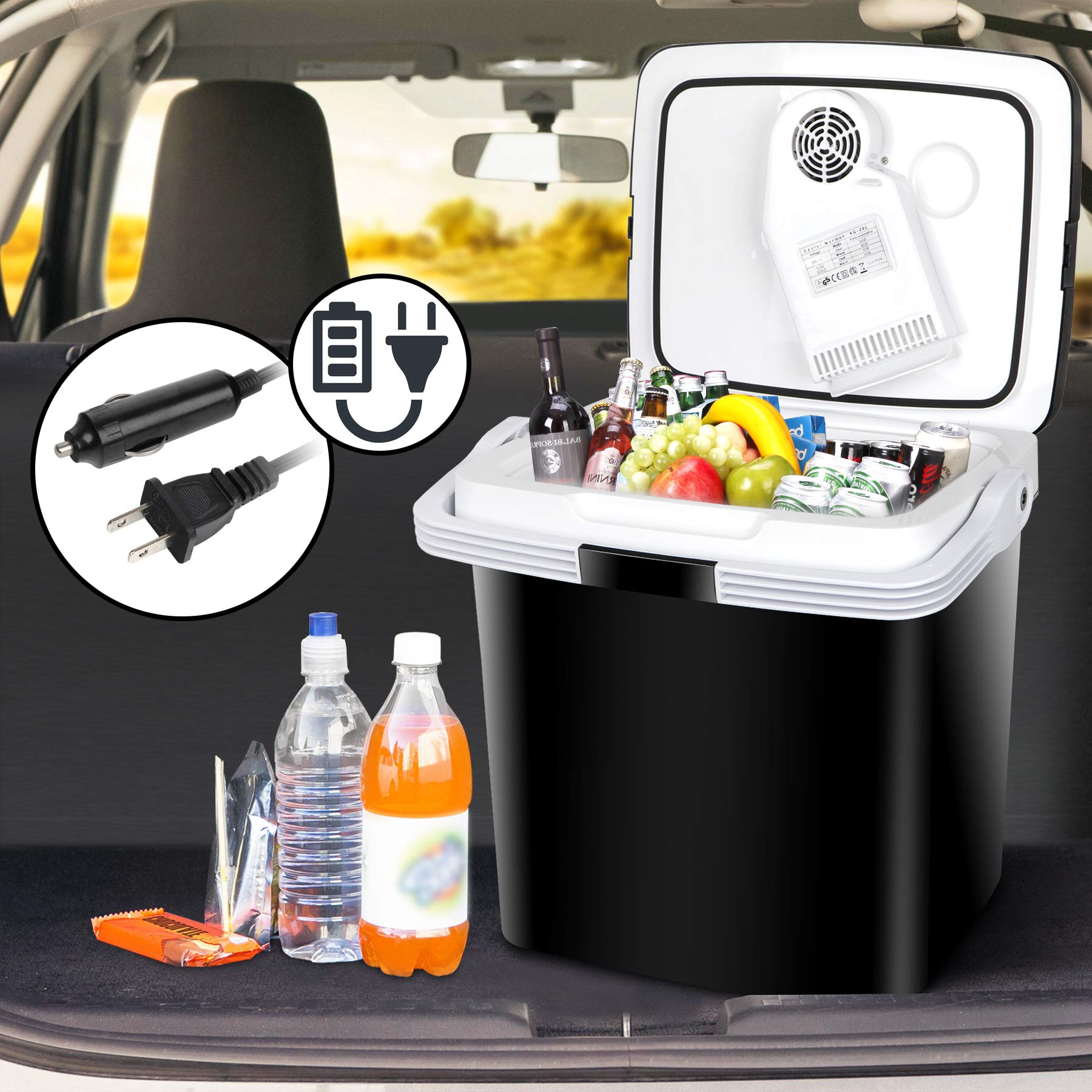 SUPER DEAL Pro 28QT (26L) Portable Electric Cooler & Warmer - 12V DC Car Refrigerator for Camping, Fishing, Beach Picnics & Road Trips - Compact Mini Fridge for Food, Drinks & Essentials