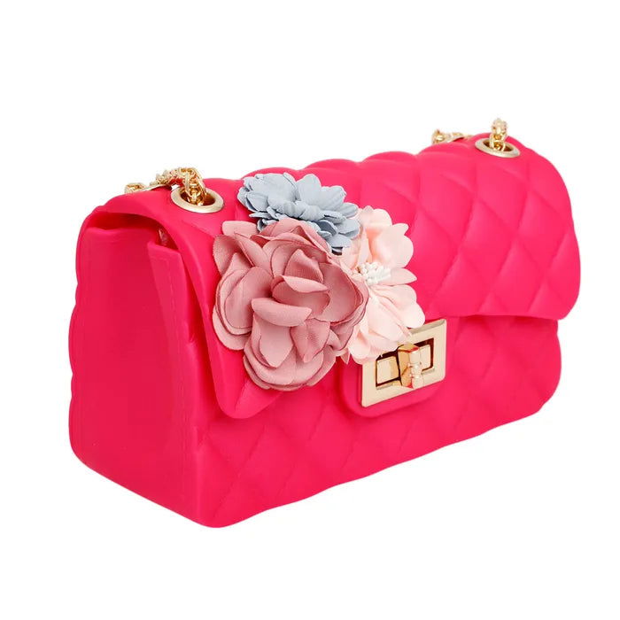 Pink Quilted Jelly Crossbody Bag for Women - Stylish Fuchsia Purse with Adjustable Strap | Perfect for Everyday Use, Shopping & Travel Accessories