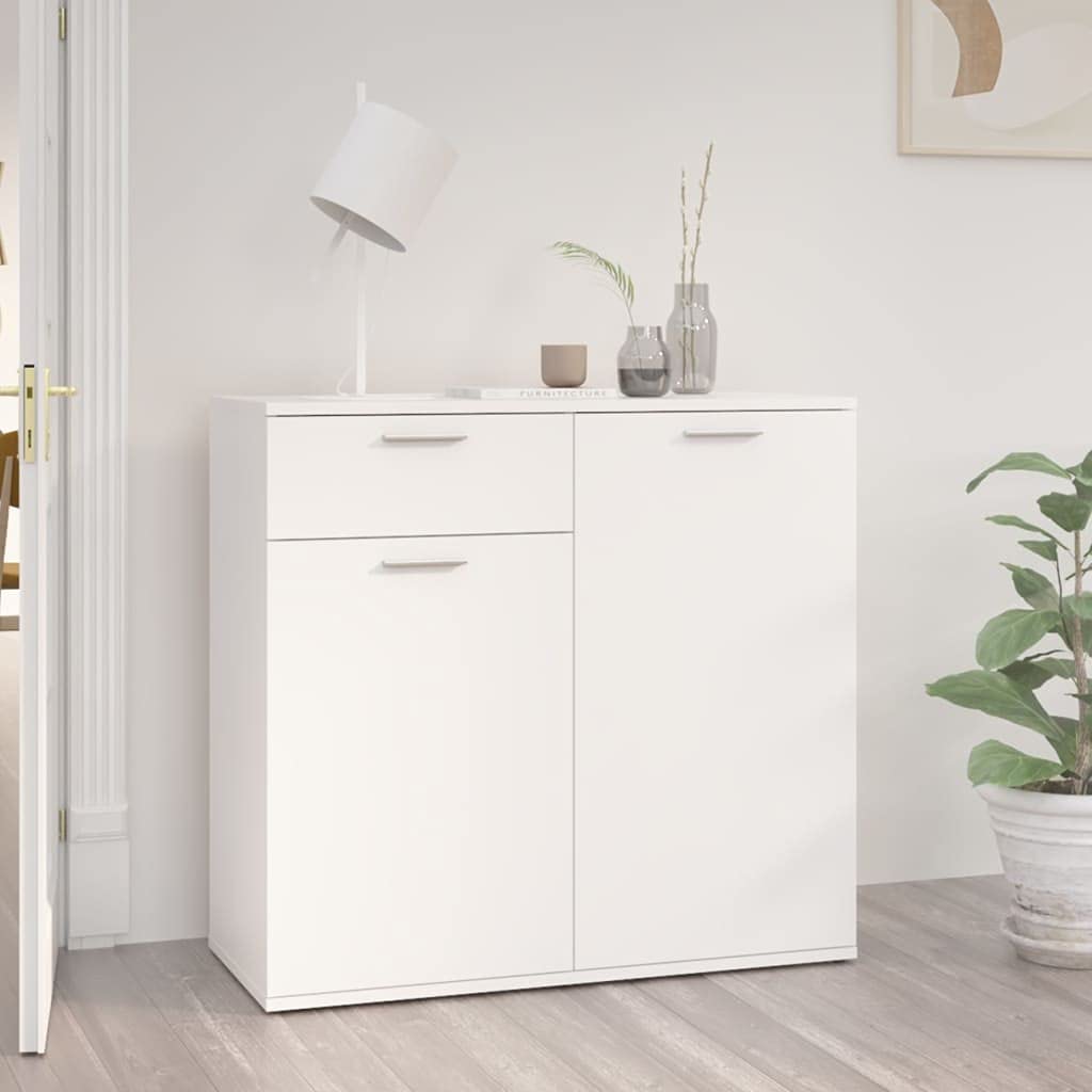 White Buffet Sideboard Console Table - Wooden Storage Cabinet with 2 Doors & 1 Drawer for Entryway, Kitchen, Dining & Living Room - Perfect for Home Organization & Stylish Storage