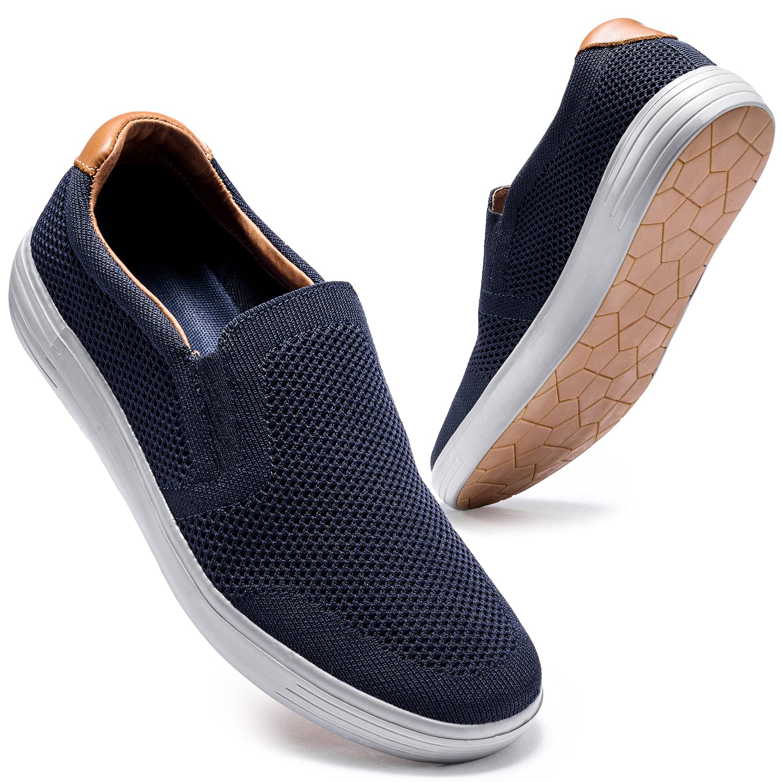 **Konhill Men's Slip-On Winter Sneakers - Knit Walking Loafers with Memory Foam, Arch Support & Slip-Resistant Sole - Comfortable Driving, Work & Skate Shoes for Casual Wear & Outdoor Activities**