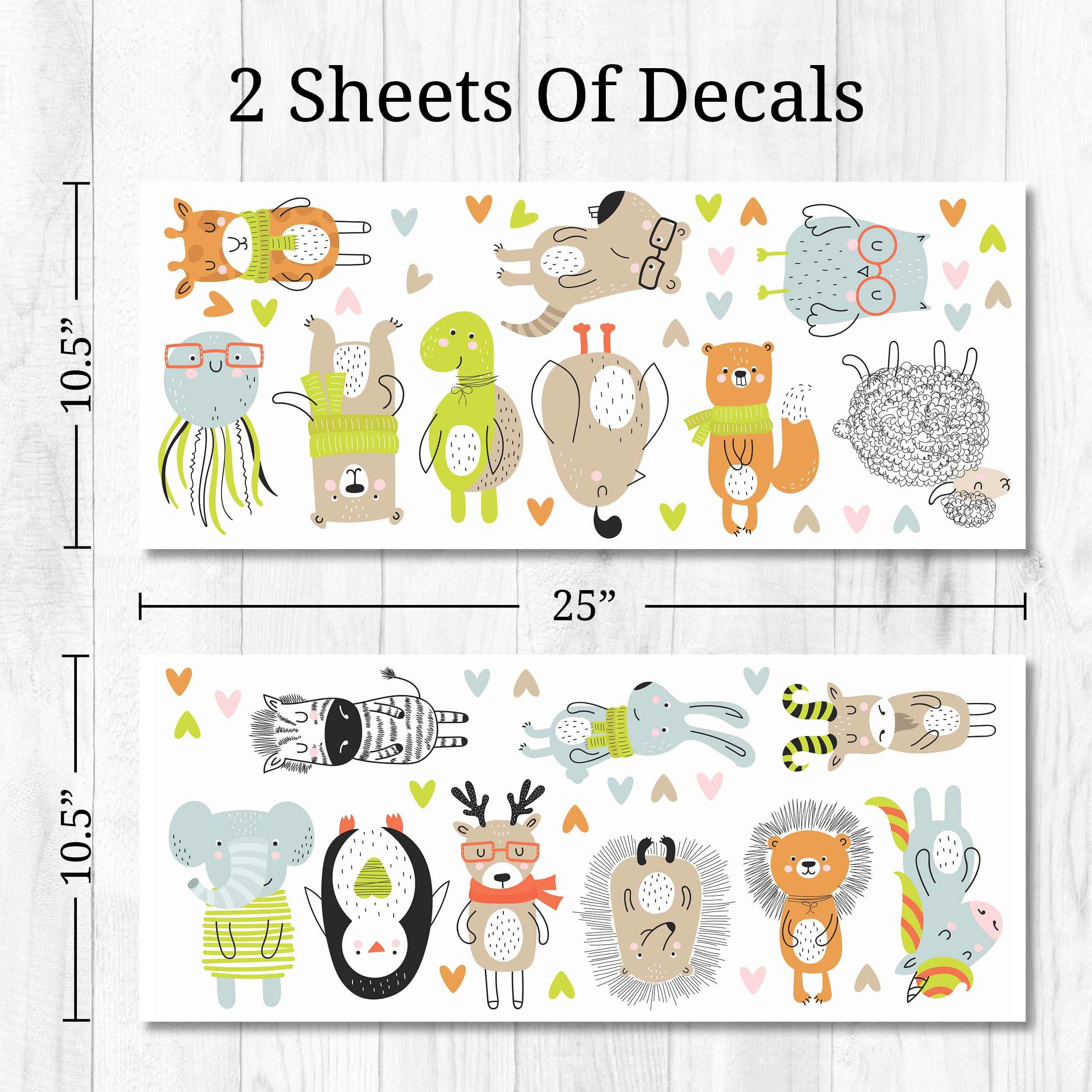 Cute Cartoon Animal Wall Decals - Set of 18 Removable Peel & Stick Wall Stickers for Nursery, Bedroom, Bathroom & Classroom Decor | Perfect for Kids' Rooms, Playrooms & DIY Home Decoration