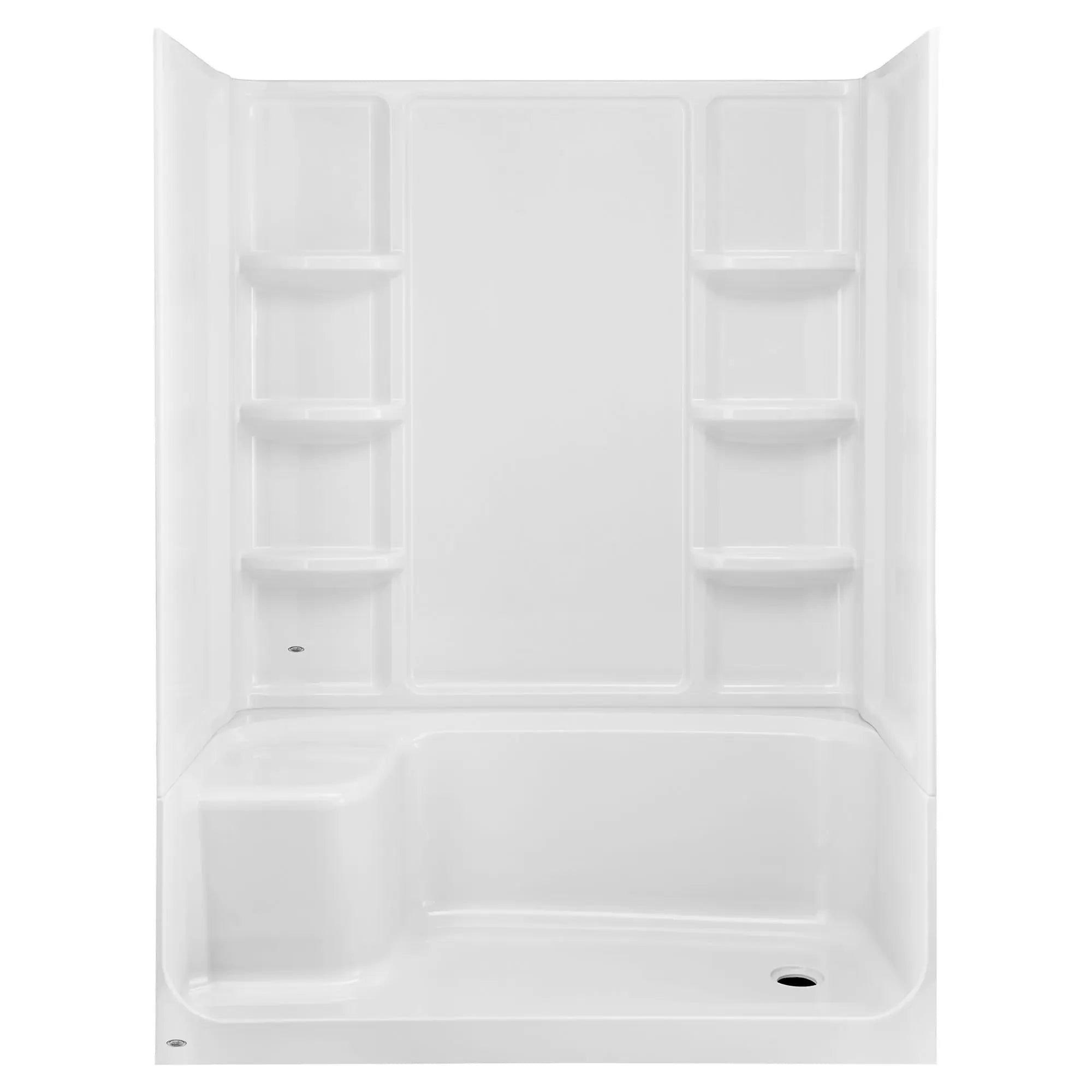 Elevate Seated Shower Base with Right Hand Outlet - ADA Compliant Walk-In Bathtub Replacement for Elderly & Disabled - Safe Bathing Solution for Seniors with Mobility Issues (White)