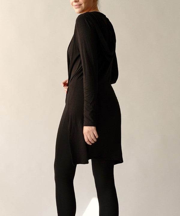 Bamboo Slim Cardigan with Hoodie - Lightweight & Eco-Friendly Women's Sweater for Casual Wear, Lounge & Travel
