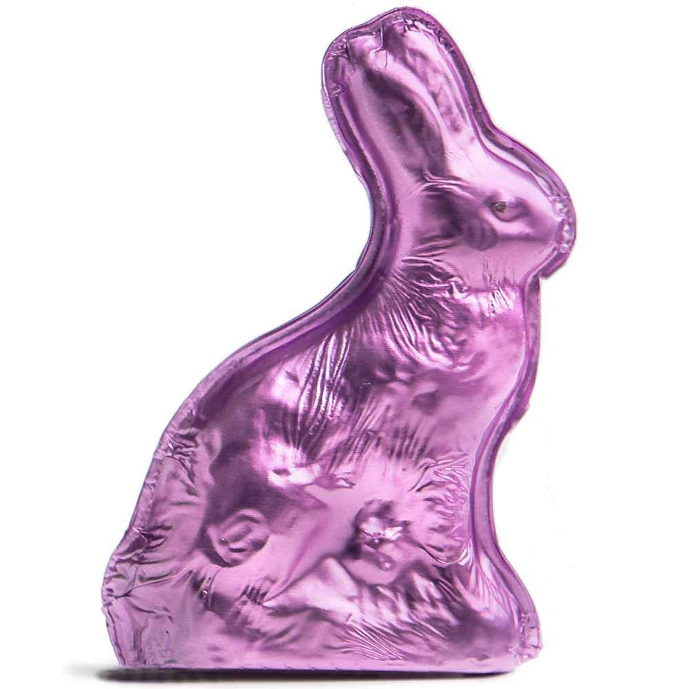 Premium Solid Milk Chocolate Rabbit - 6oz Handcrafted Easter Treat Wrapped in Italian Purple Foil - Perfect for Easter Baskets, Gifts & Holiday Celebrations