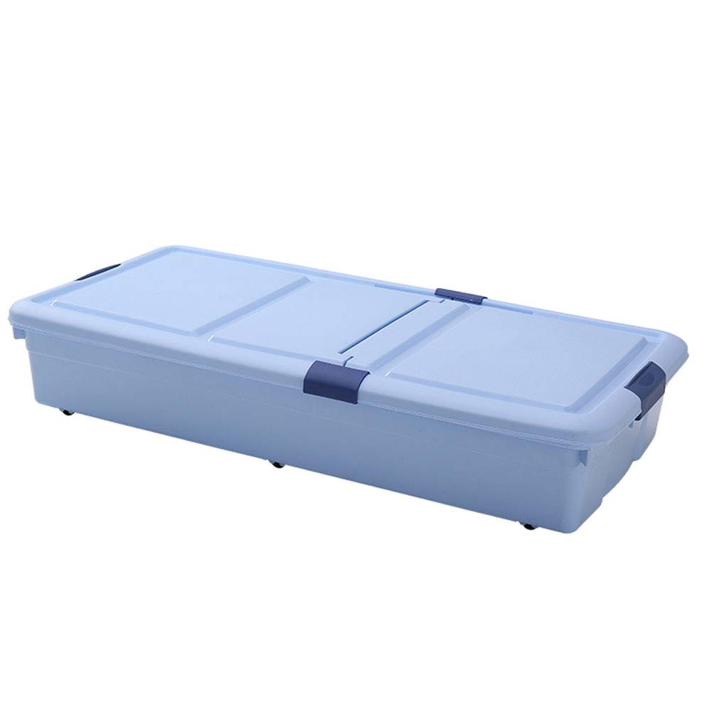 Under-Bed Storage Box with Wheels & Clips - Plastic Organizer for Clothes, Quilts & Toys | Space-Saving Solution for Bedroom, Dorm & Small Apartments