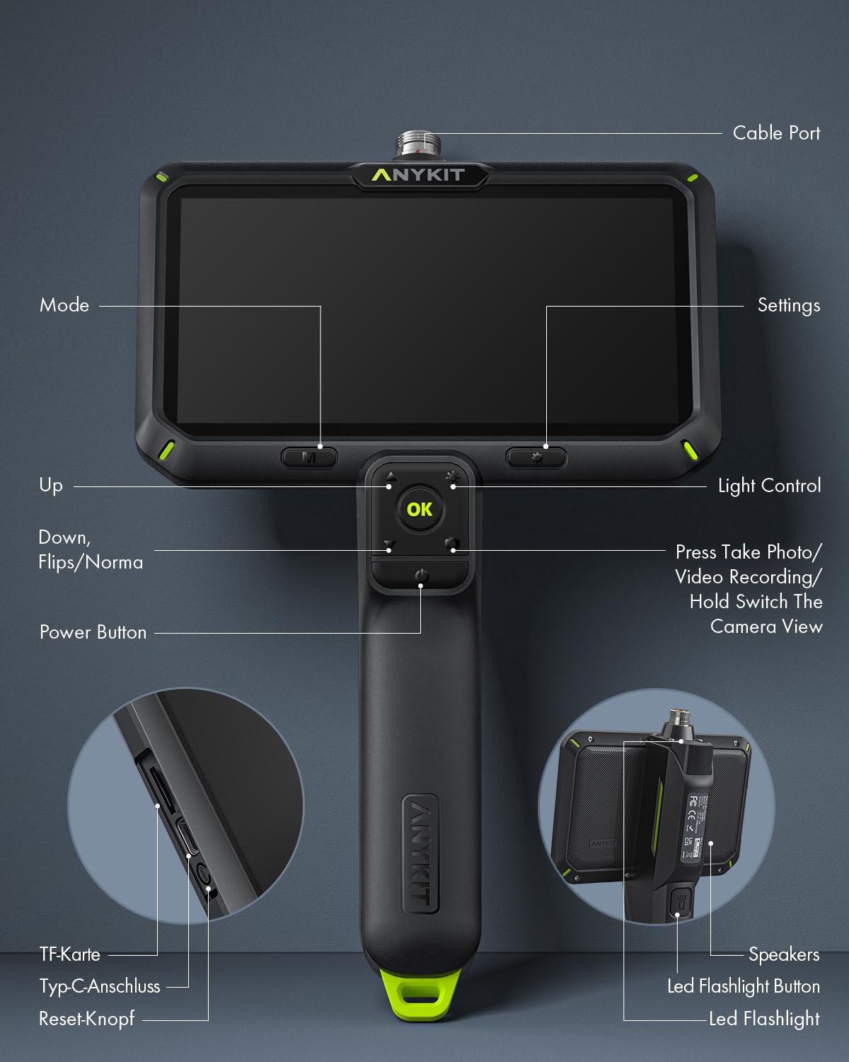 Anykit 1080P Dual Lens Endoscope Camera with Light - 6