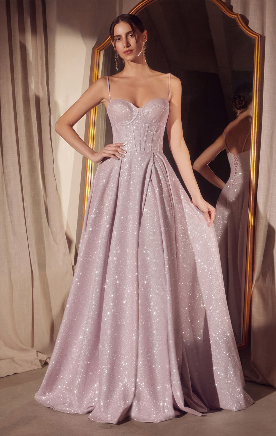 Krista Gown - Glitter Dusted A-Line Corset Dress for Women | Elegant Evening Gowns for Prom, Wedding & Special Occasions