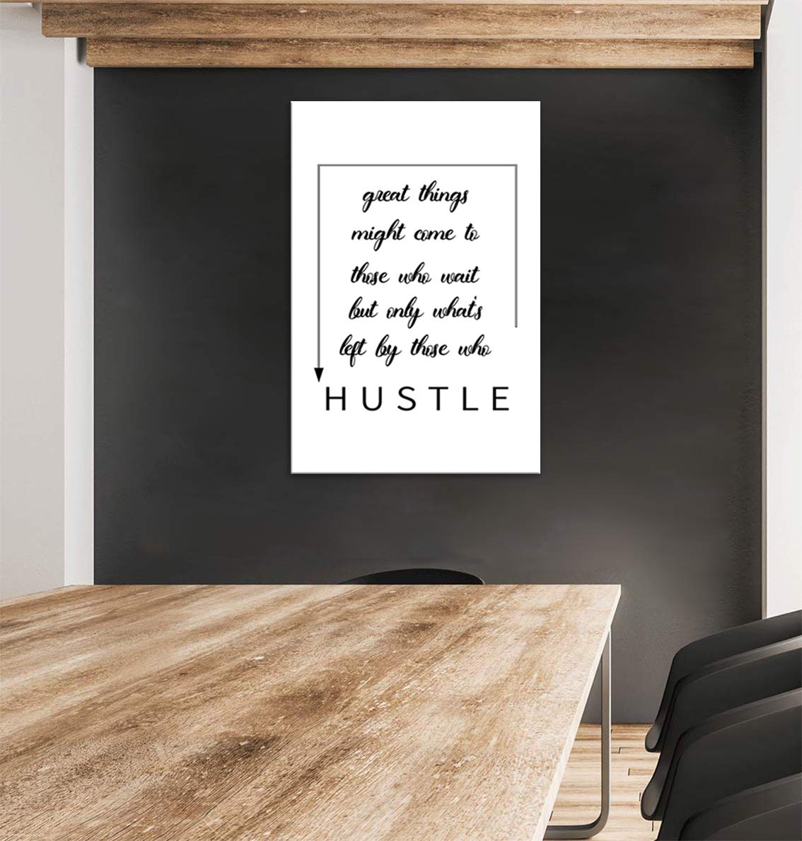 Inspirational Entrepreneur Quotes Canvas Wall Art - Motivational Business Hustle Painting, Modern Office Decor for Living Room & Workspace - Framed Ready to Hang (Perfect for Home Office, Startup Spaces & Corporate Gifts)