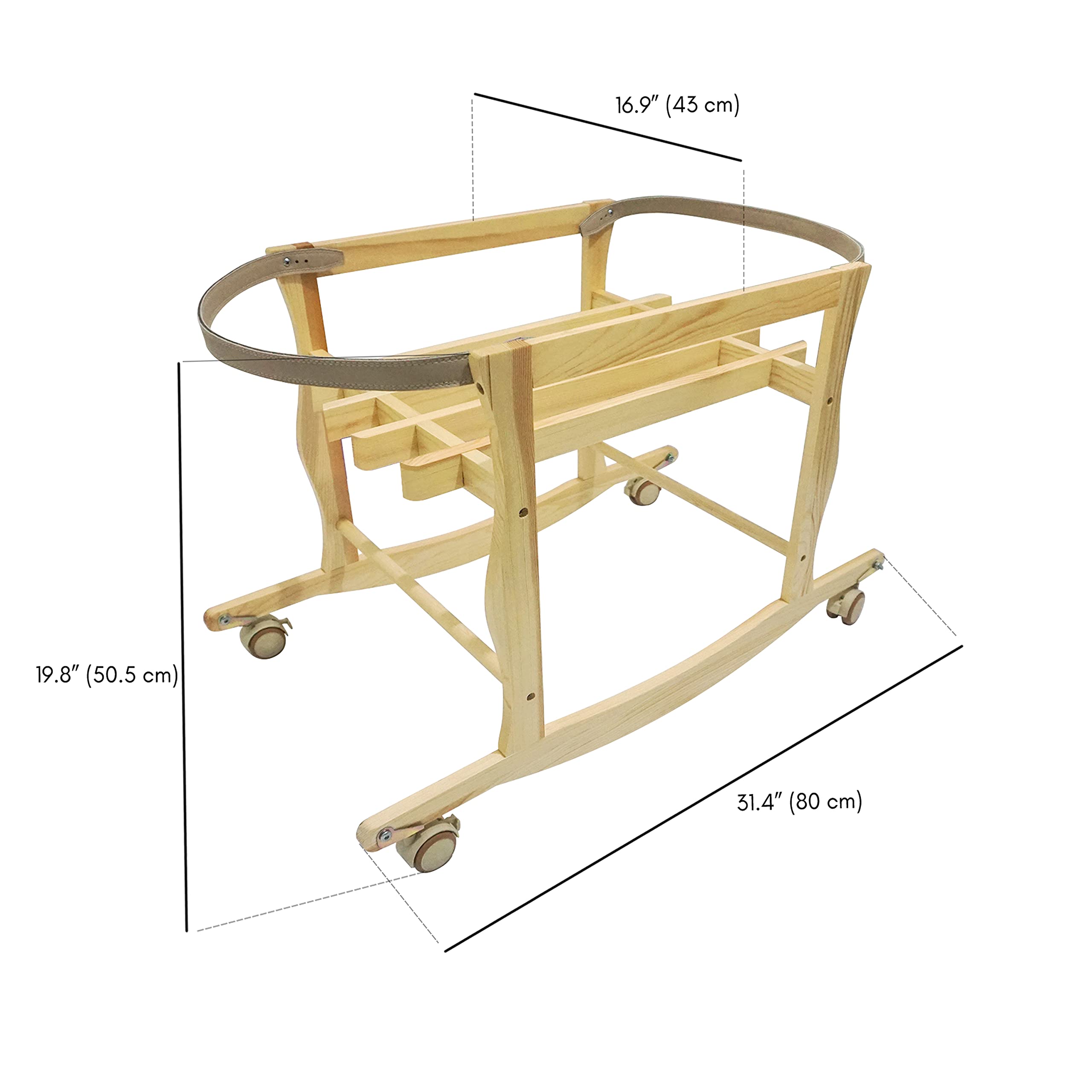 ECOADE Natural Wood Moses Basket Stand & Rocker - Portable Baby Crib for Nursery, Bedroom, or Travel - Safe & Sturdy Infant Sleeping Solution