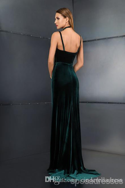 Elegant Green Mermaid Spaghetti Strap High Slit Long Bridesmaid Dress - WG1152 | Perfect for Weddings, Prom, Evening Parties & Formal Events
