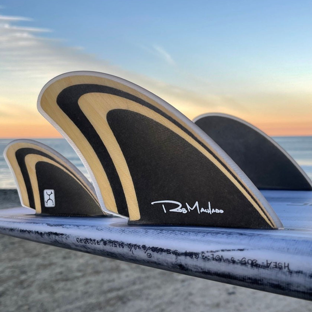 **ENDORFINS QUAD Machado Seaside Quad Fin - Single Tab Bamboo/Black - Compatible with FUTURES Fin Box - Perfect for Surfing, Shortboards, and Performance Waves**