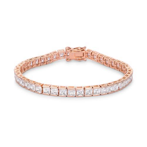 9.7 Carat Princess Cut Cubic Zirconia Rose Gold Plated Bracelet for Women - Elegant Jewelry Gift for Anniversary, Wedding & Special Occasions