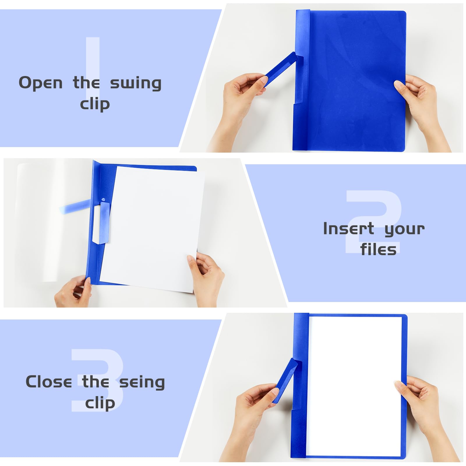 Maitys 25 Pack Clear Report Covers with Clip - 11.4 x 9 Inch Transparent Presentation Folders for Letter Size Documents (Blue) - Perfect for Resumes, Interviews, School Projects & Office Organization