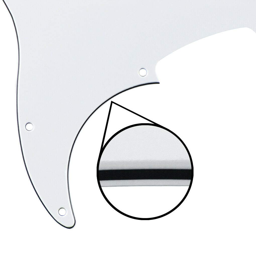 White 3-Ply Standard P Bass Pickguard - 13 Hole Scratch Plate for 4 String PB Bass Guitar Replacement Part | Perfect for DIY Guitar Repair & Customization