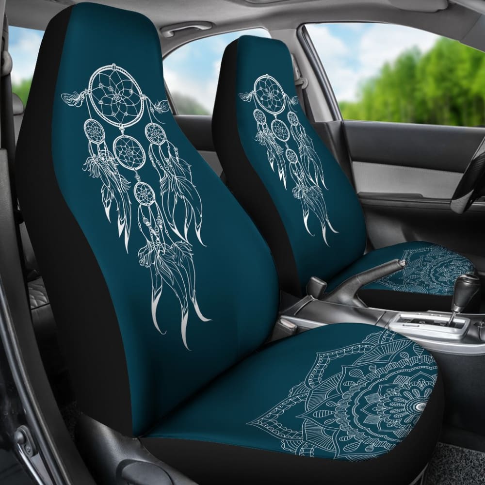 Premium Mandala Floral Dreamcatcher Car Seat Cover - Handmade Bohemian Style Car Accessory for Women - Perfect for Road Trips, Yoga Meditation & Home Decor