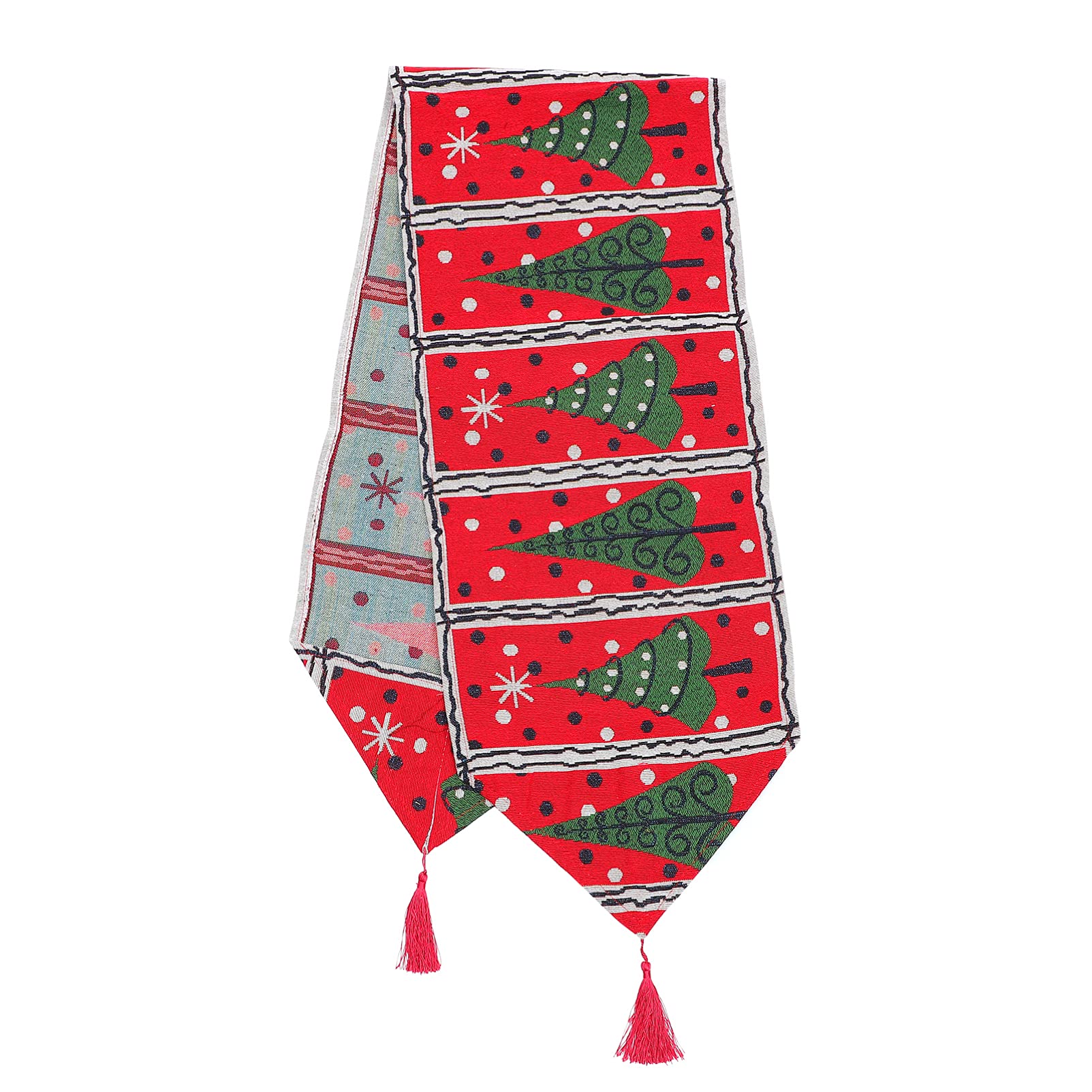 VALICLUD Christmas Tree Table Runner - Snowflake Holiday Table Scarf for Xmas Dining Decor, Winter Party, Fireplace Mantel & Buffet Table Decoration