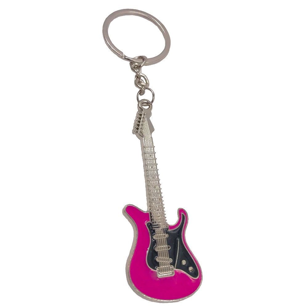 Stylish Pink Guitar Keychain for Men & Kids - Mini Cute Bass Key Ring, Durable Car Keyring Holder - Perfect for Music Lovers, Guitar Enthusiasts, and Gift Giving