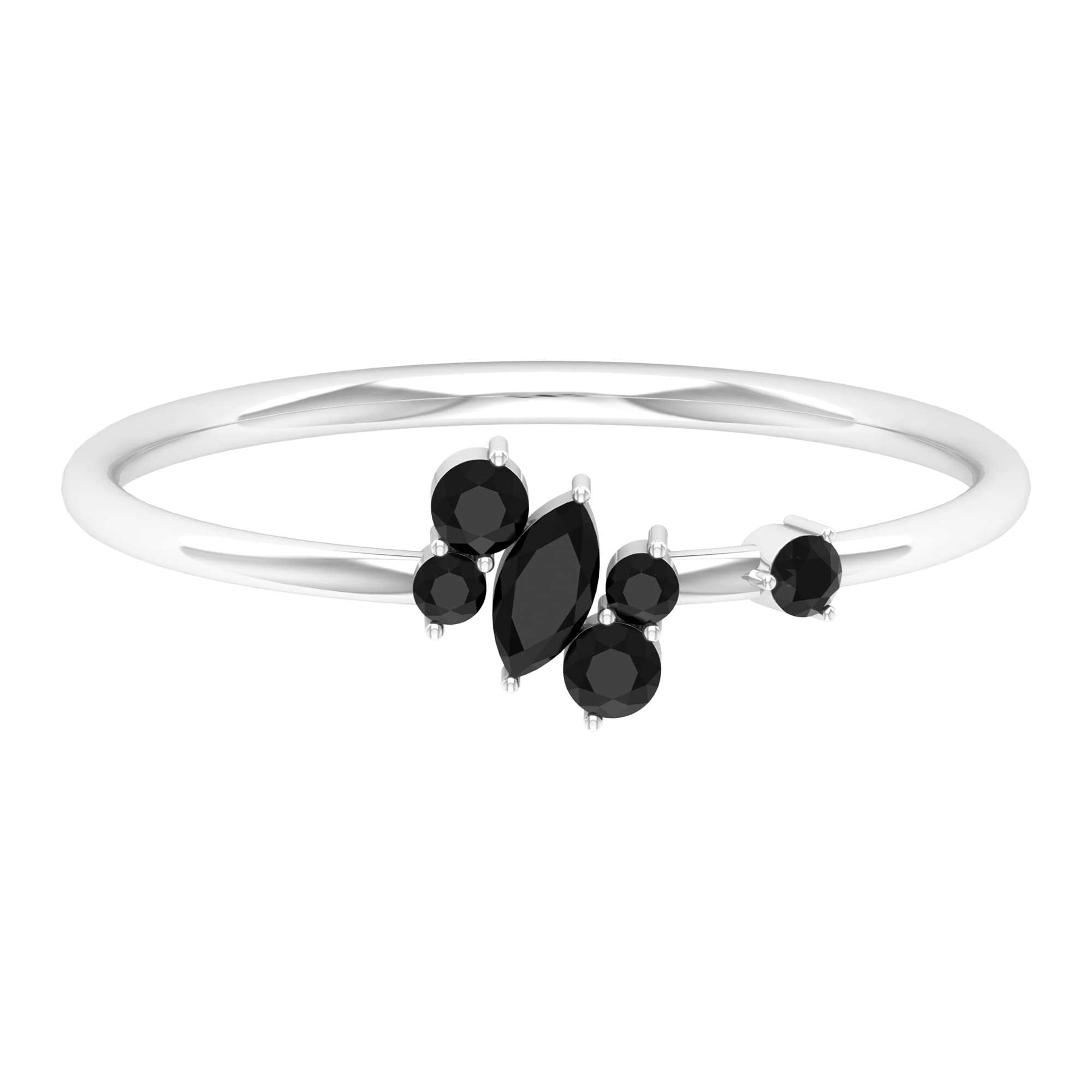 1/4 CT Natural Black Spinel Ring for Women - 14K Gold Minimalist Promise Ring, August Birthstone Jewelry - Perfect for Anniversaries, Engagements & Everyday Elegance
