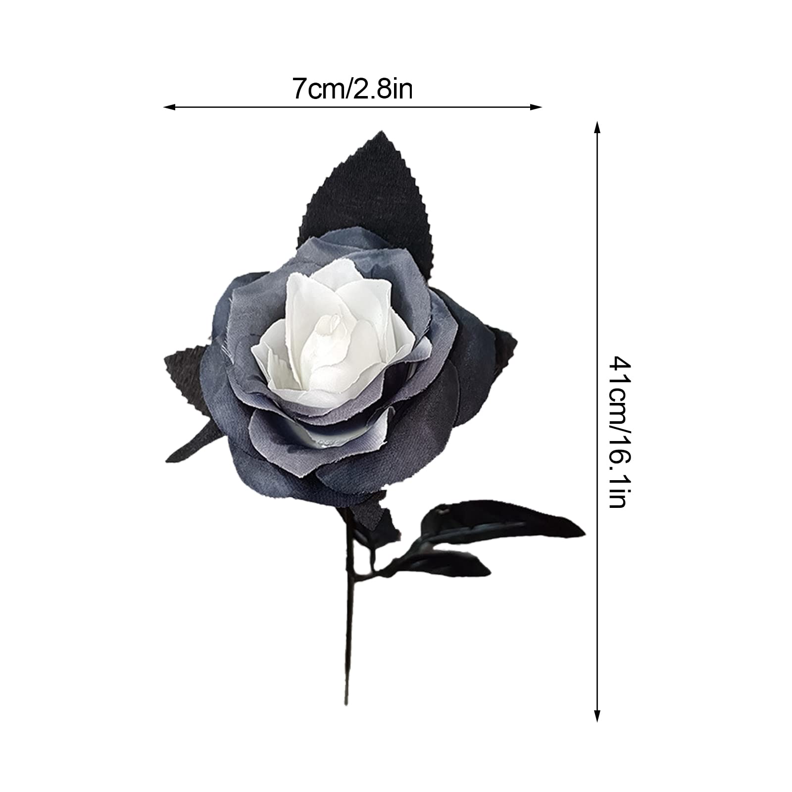 10 Pack Artificial Black Rose Stems - 16 Inch Realistic Silk Black & White Roses with Black Leaves - Fake Flower Bouquet for Wedding, Halloween Party, Home & Office Decor - Perfect for Centerpieces, Gothic Decor, and Dark Romance Themes