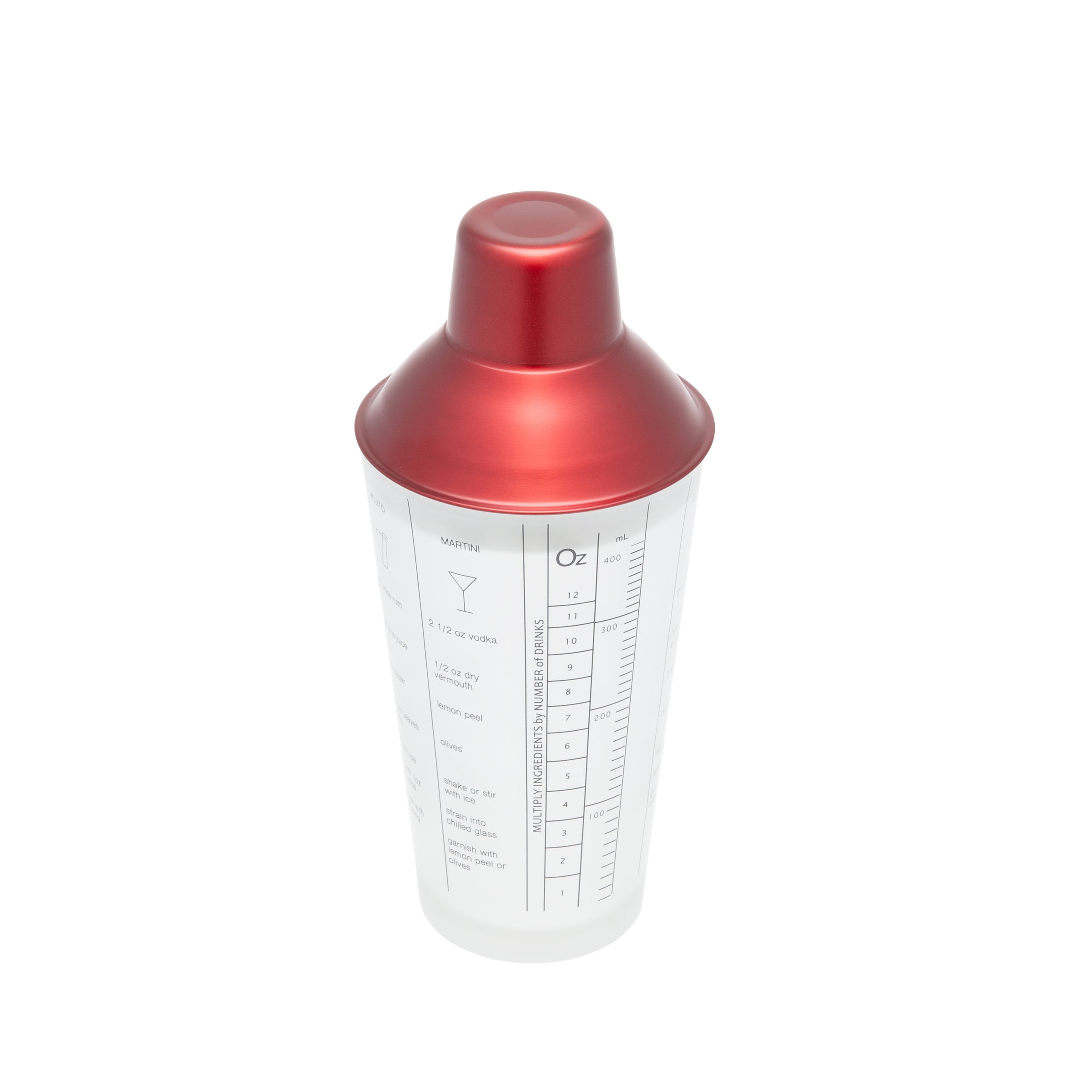 Premium Red Stainless Steel Cocktail Shaker with Glass - Bartender Mixing Tool for Margaritas, Martinis & Home Bar Essentials - Perfect for Parties, Weddings & Professional Bartending