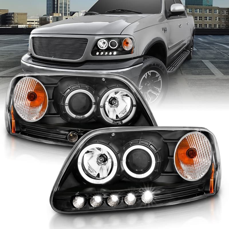 ANZO USA 111031 LED Halo Projector Headlight Set - Black | High Performance Headlights for Trucks & SUVs | Upgrade Your Night Driving & Off-Road Adventures