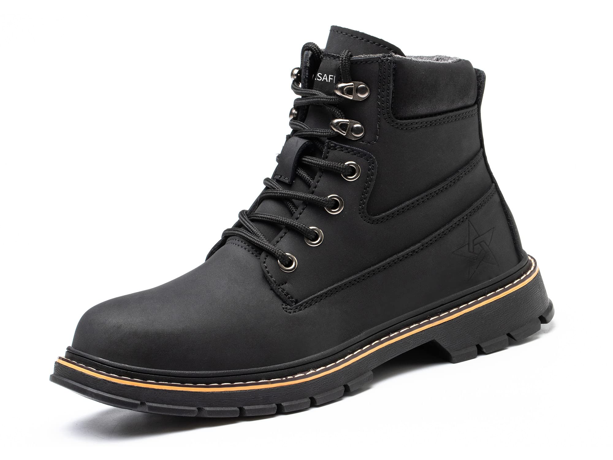 **Men's Waterproof Steel Toe Work Boots - Anti-Slip Safety Shoes for Construction & Outdoor Work - Durable Non-Slip Ankle Boots for Heavy Duty & Hiking**